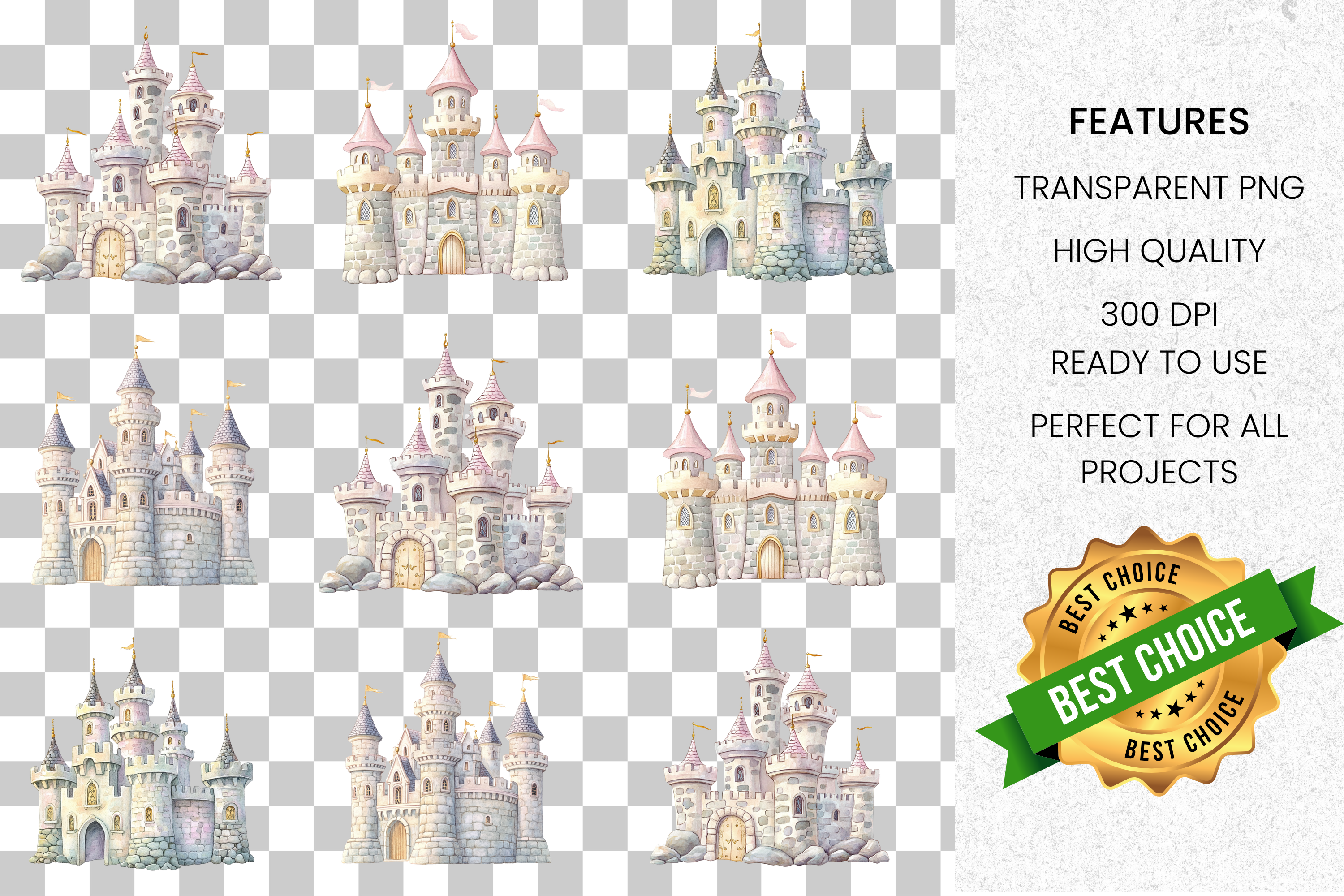 Fairytale Castle Clipart Bundle