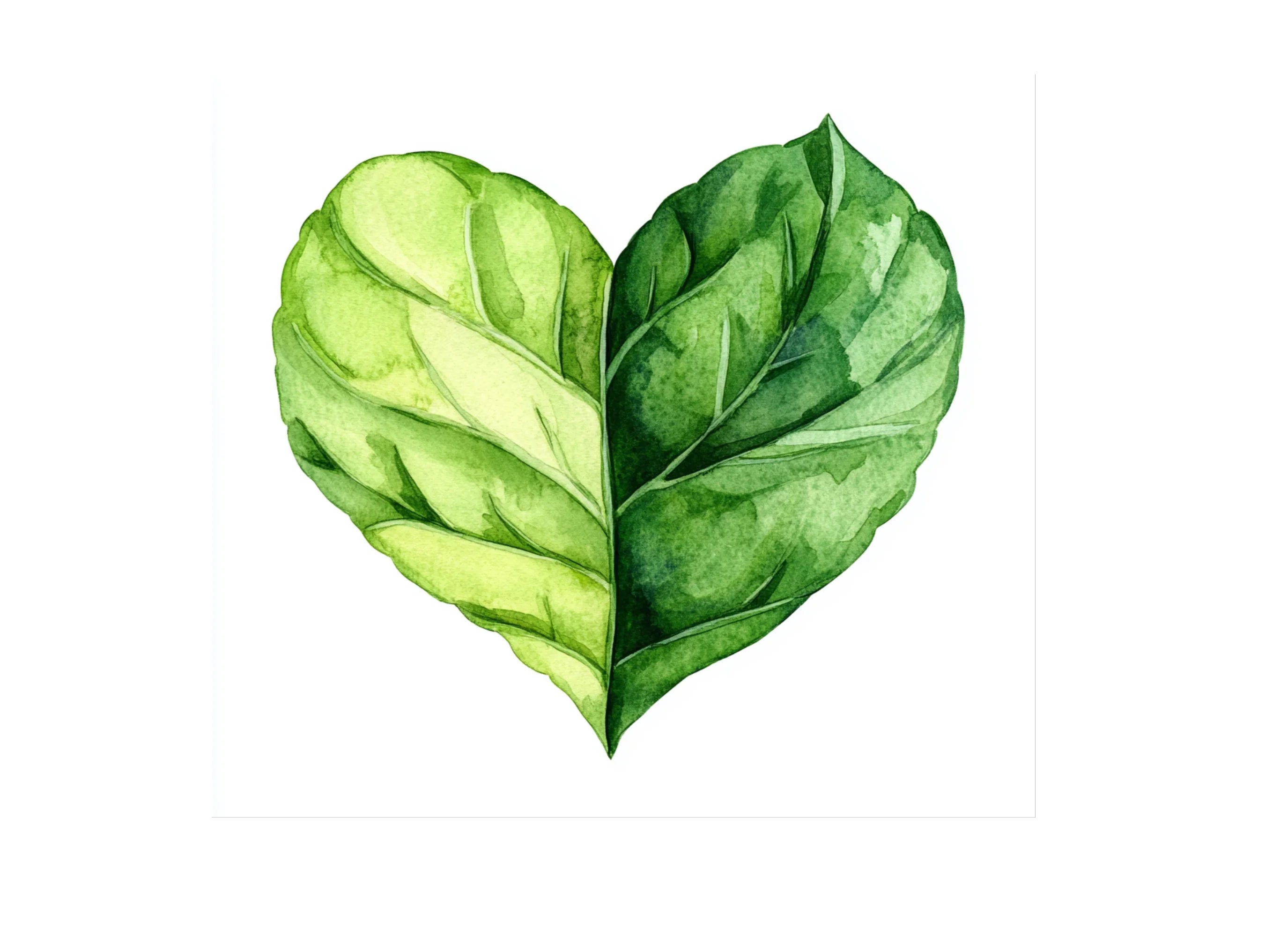 Green Leaf Heart Clipart Bundle
