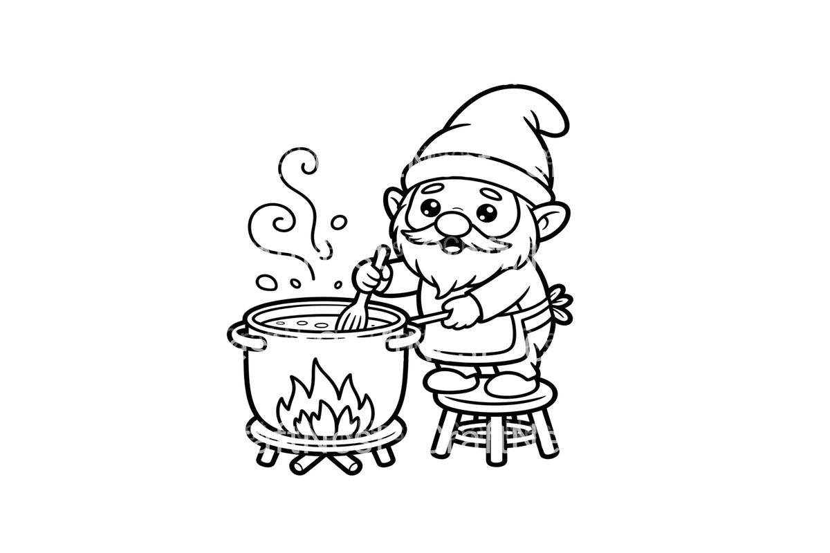 Gnomes Cooking Outdoors Coloring Books