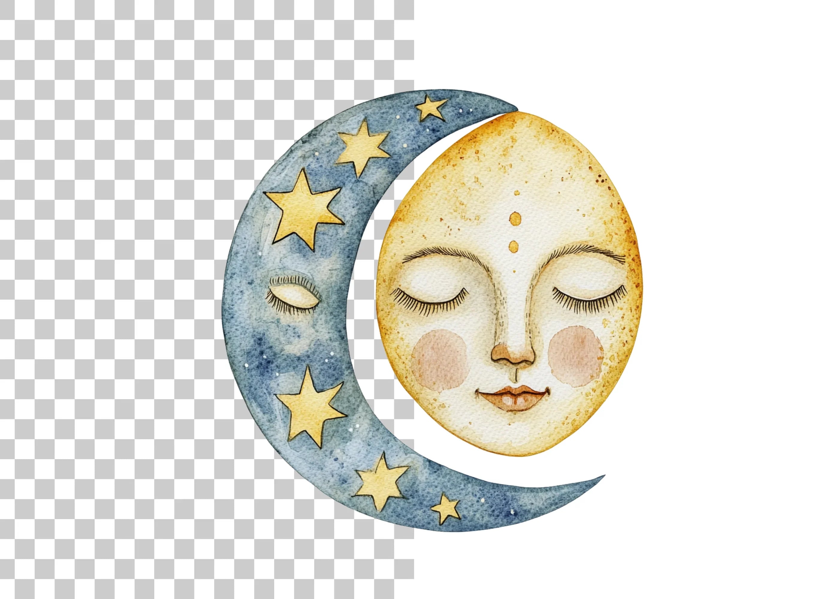 Sleeping Moon and Sun Clipart Bundle