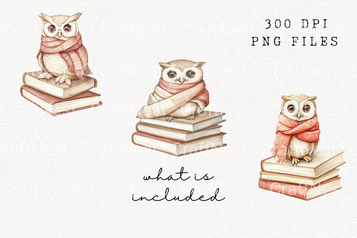 Cozy Watercolor Owl Clipart Planner