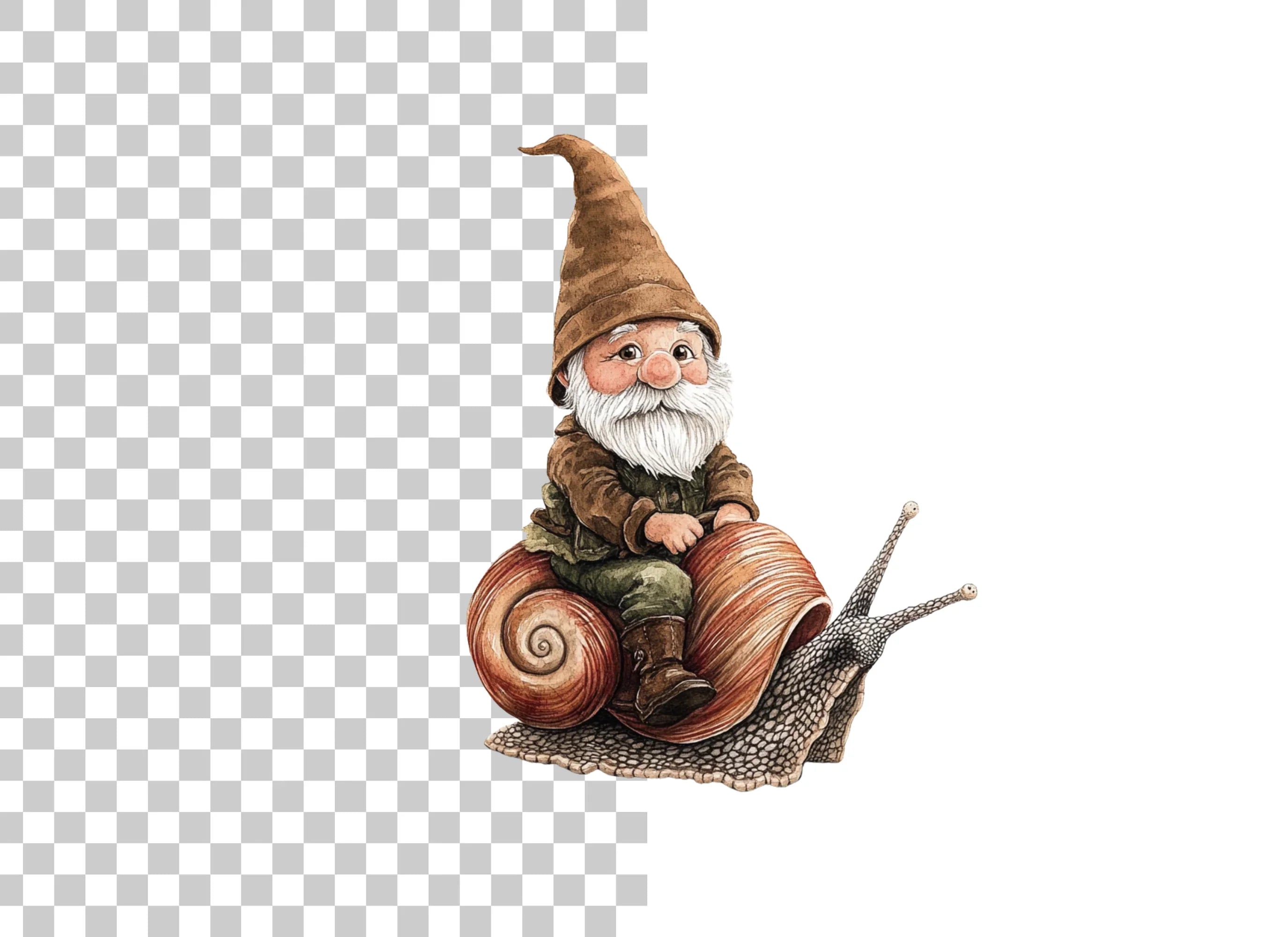 Cute Gnomes Riding Snails Clipart Bundle