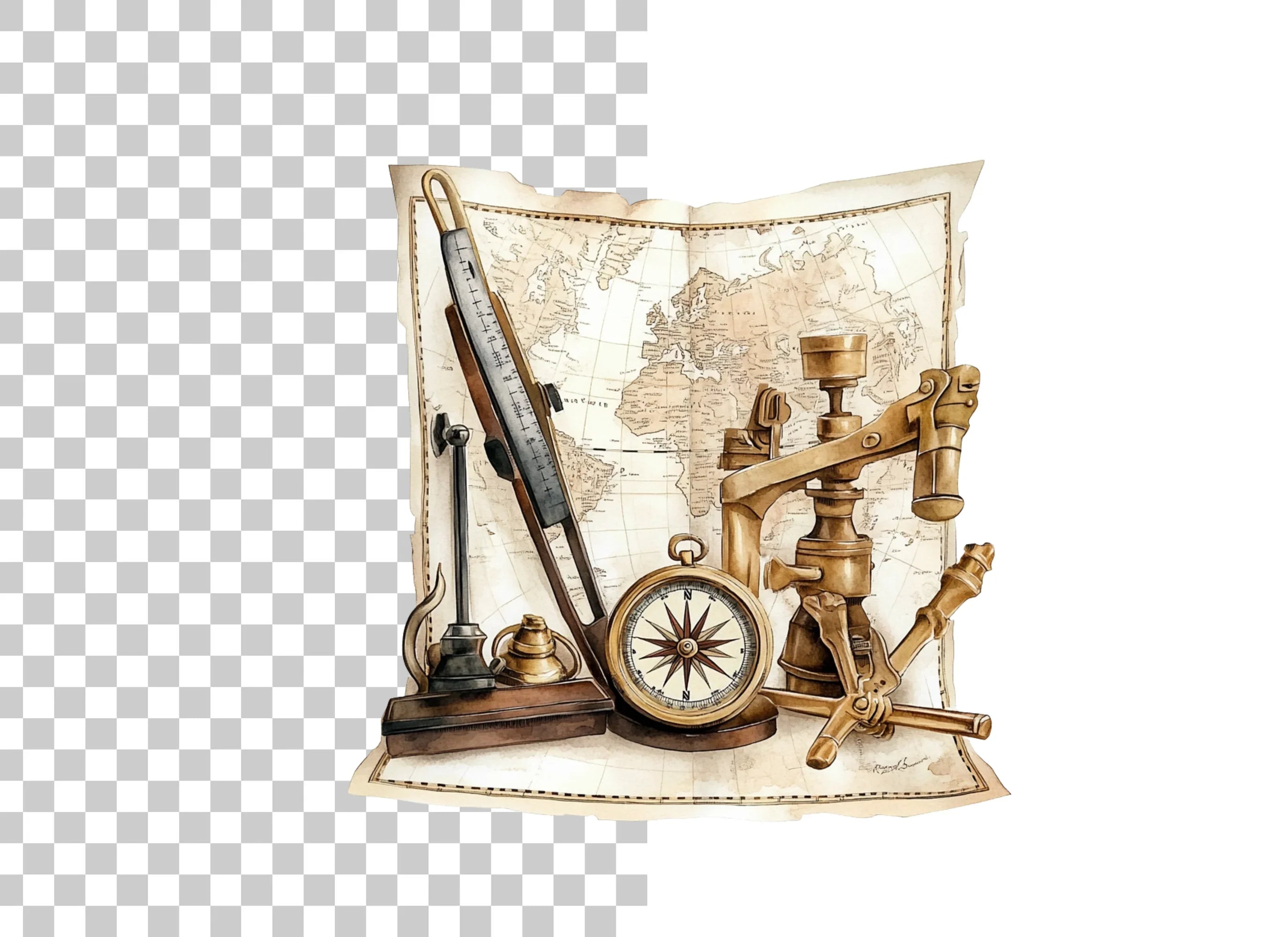 Vintage Navigation Tools Clipart Bundle