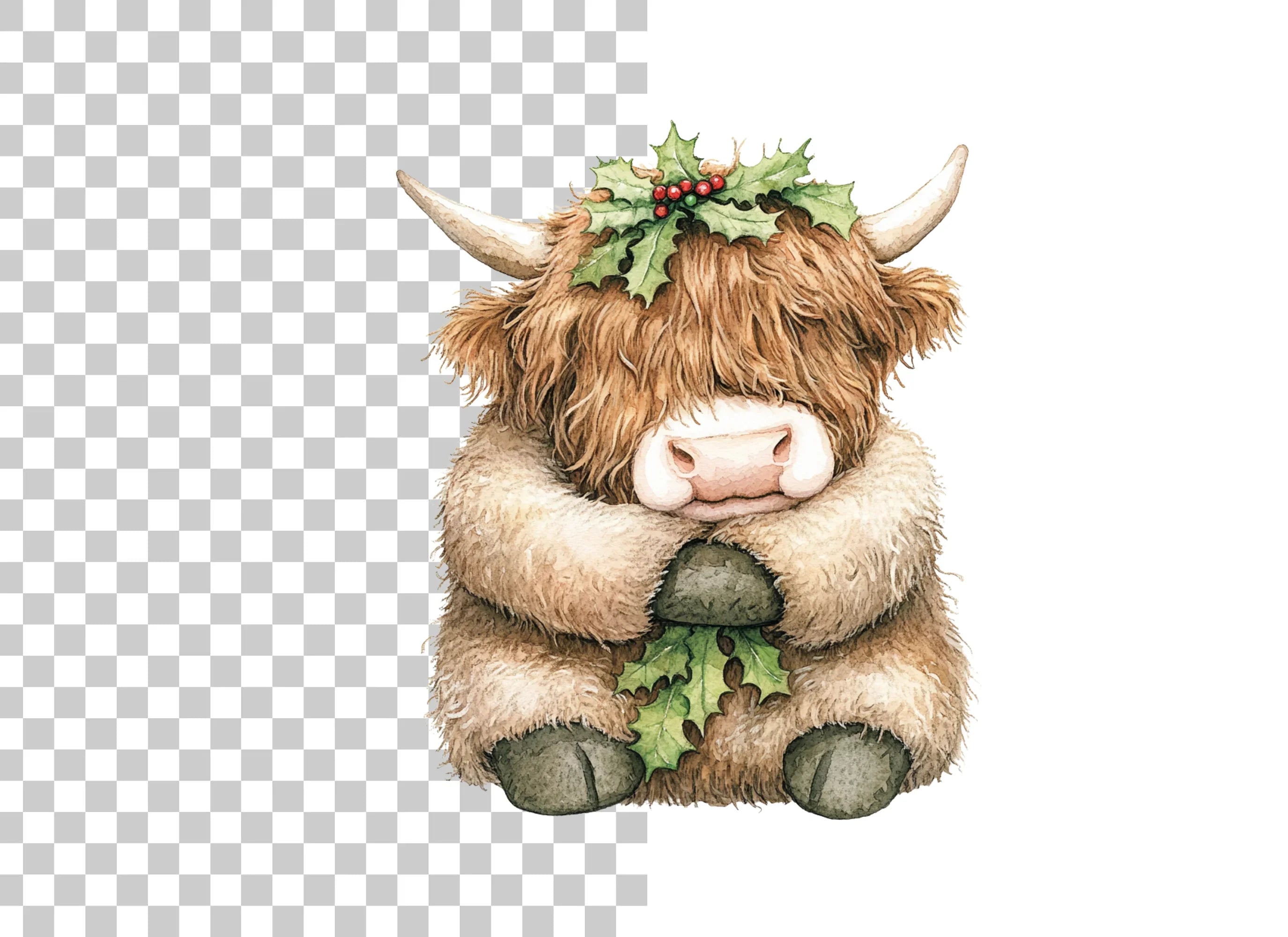Christmas Highland Cow Clipart Bundle