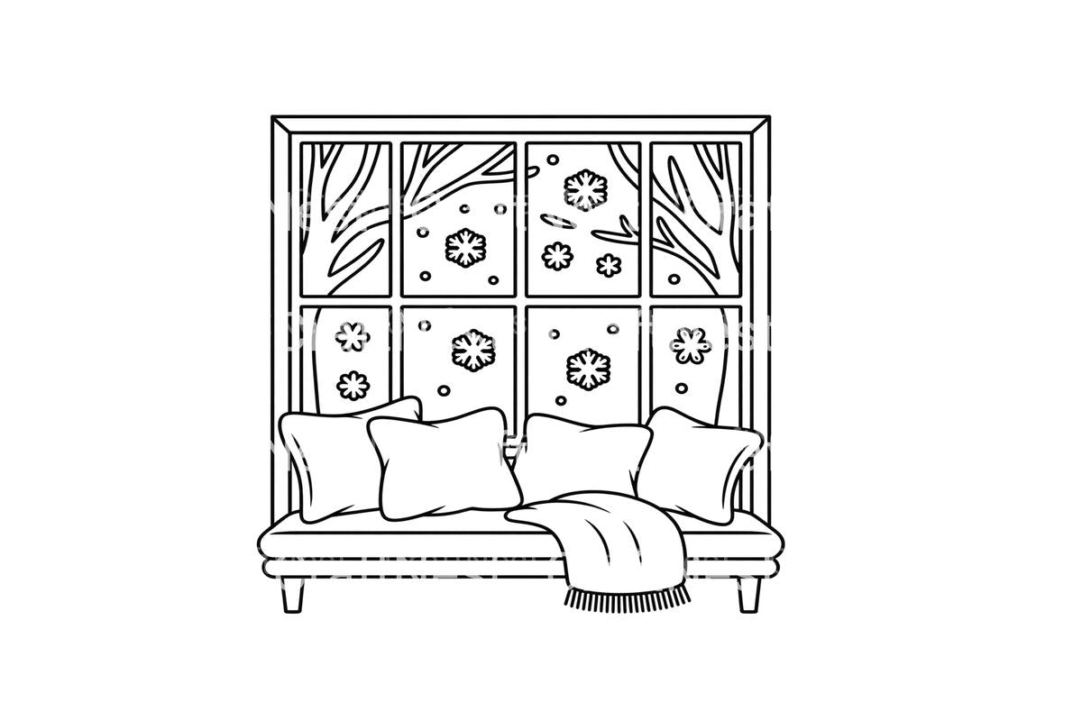 Cozy Winter Window Scene Coloring Books