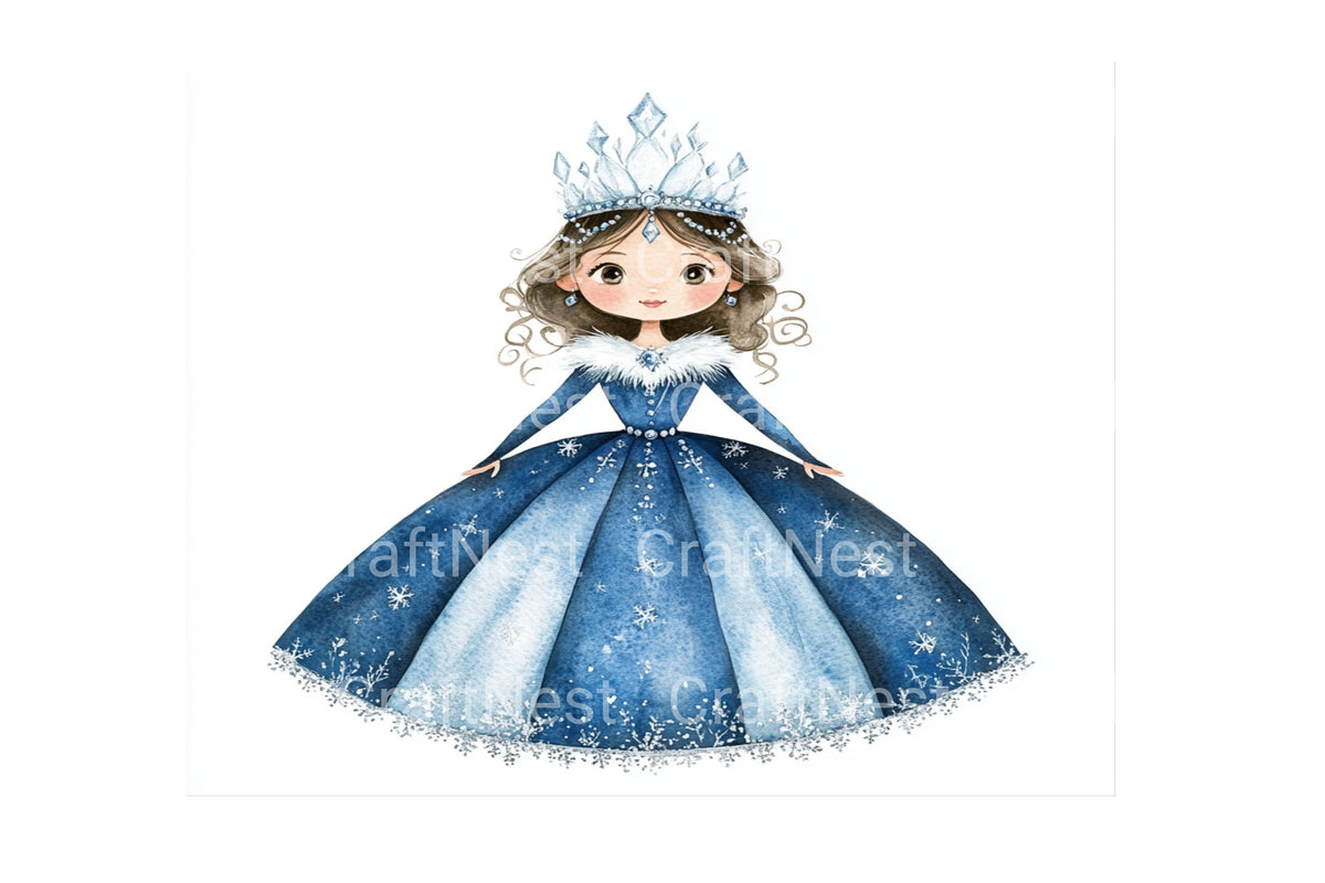 Charming Winter Princess Doll Clipart Bundle