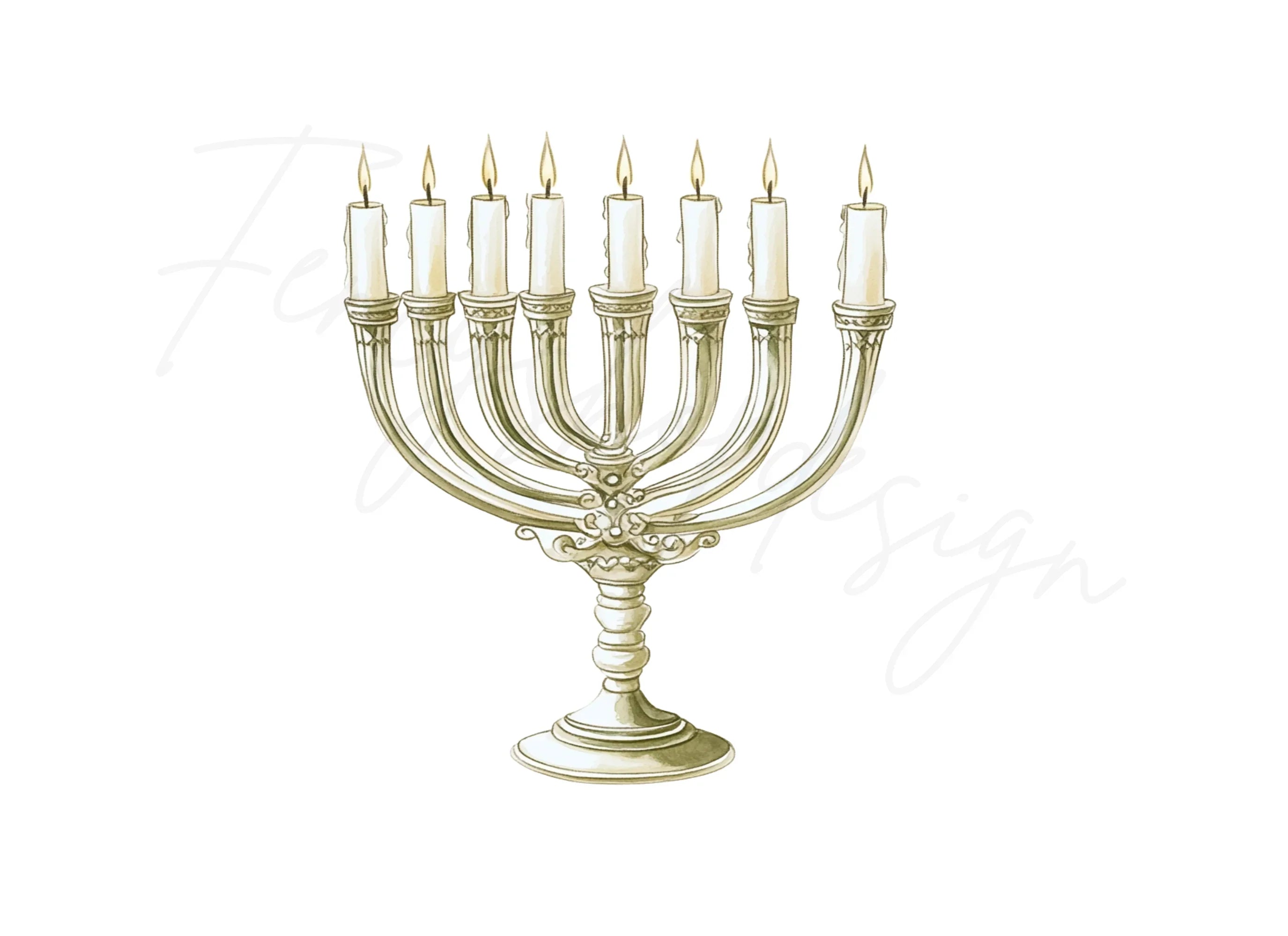 Elegant Hanukkah Menorah Clipart Bundle