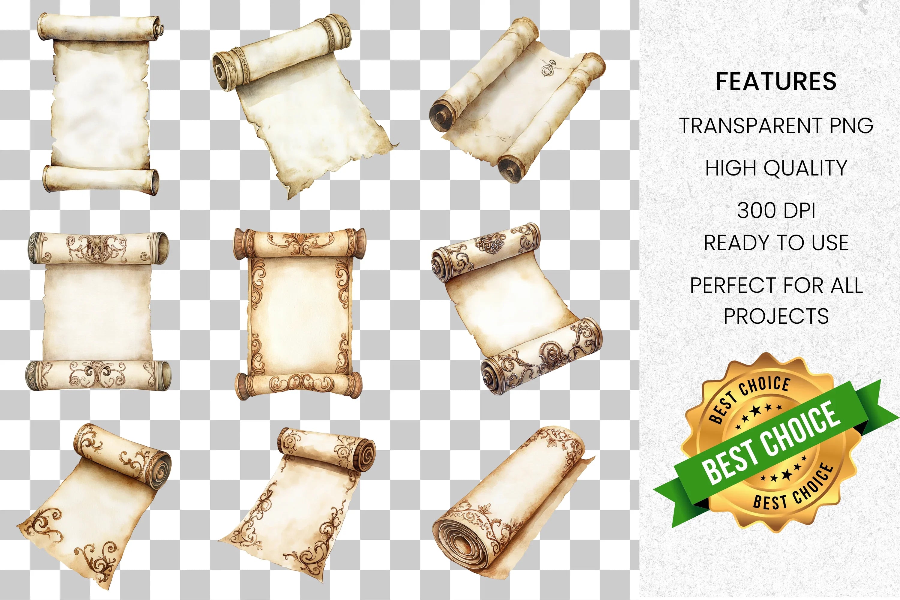 Vintage Scroll Clipart Bundle
