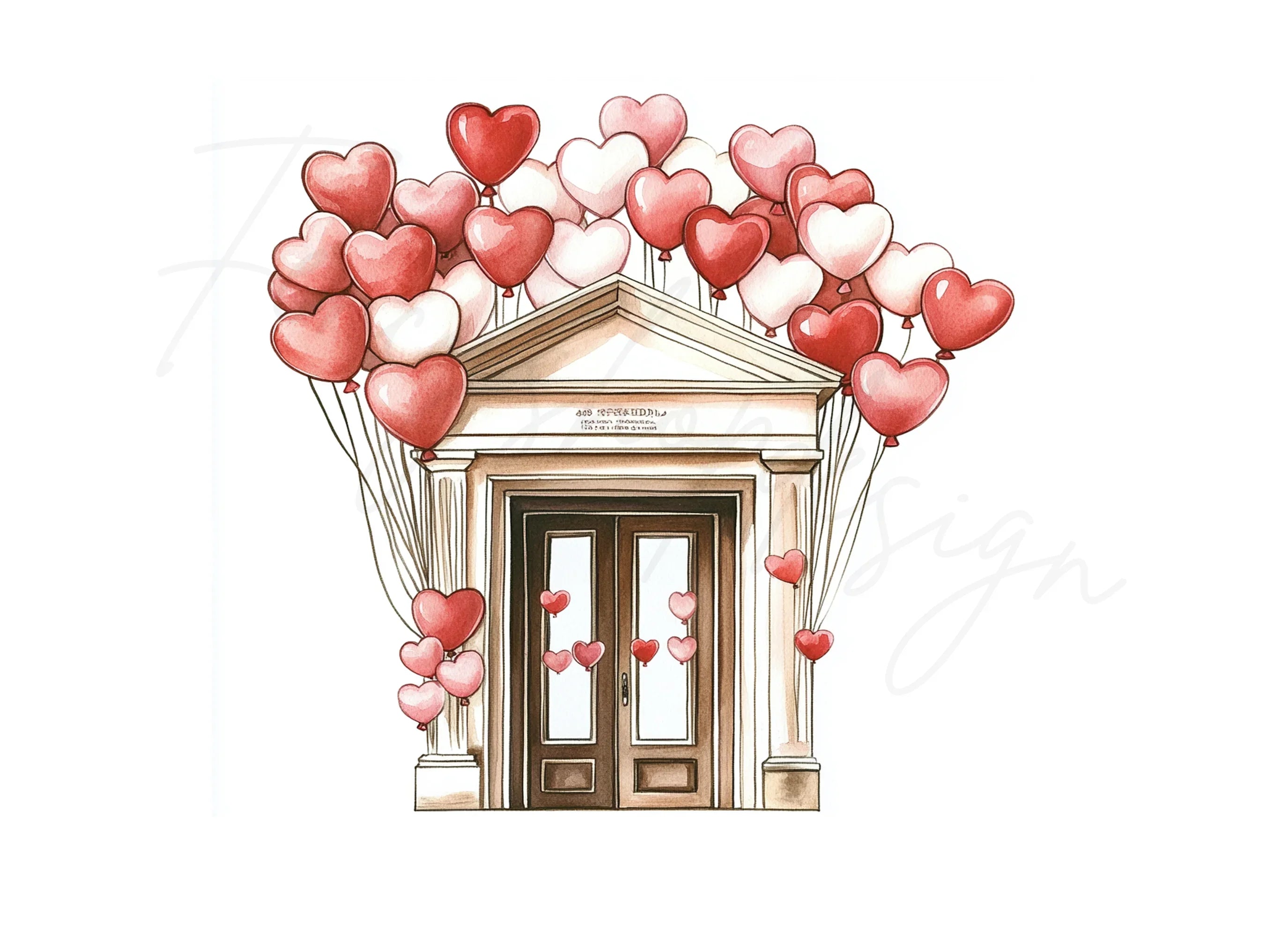 Heart Balloons Doorway Clipart Bundle