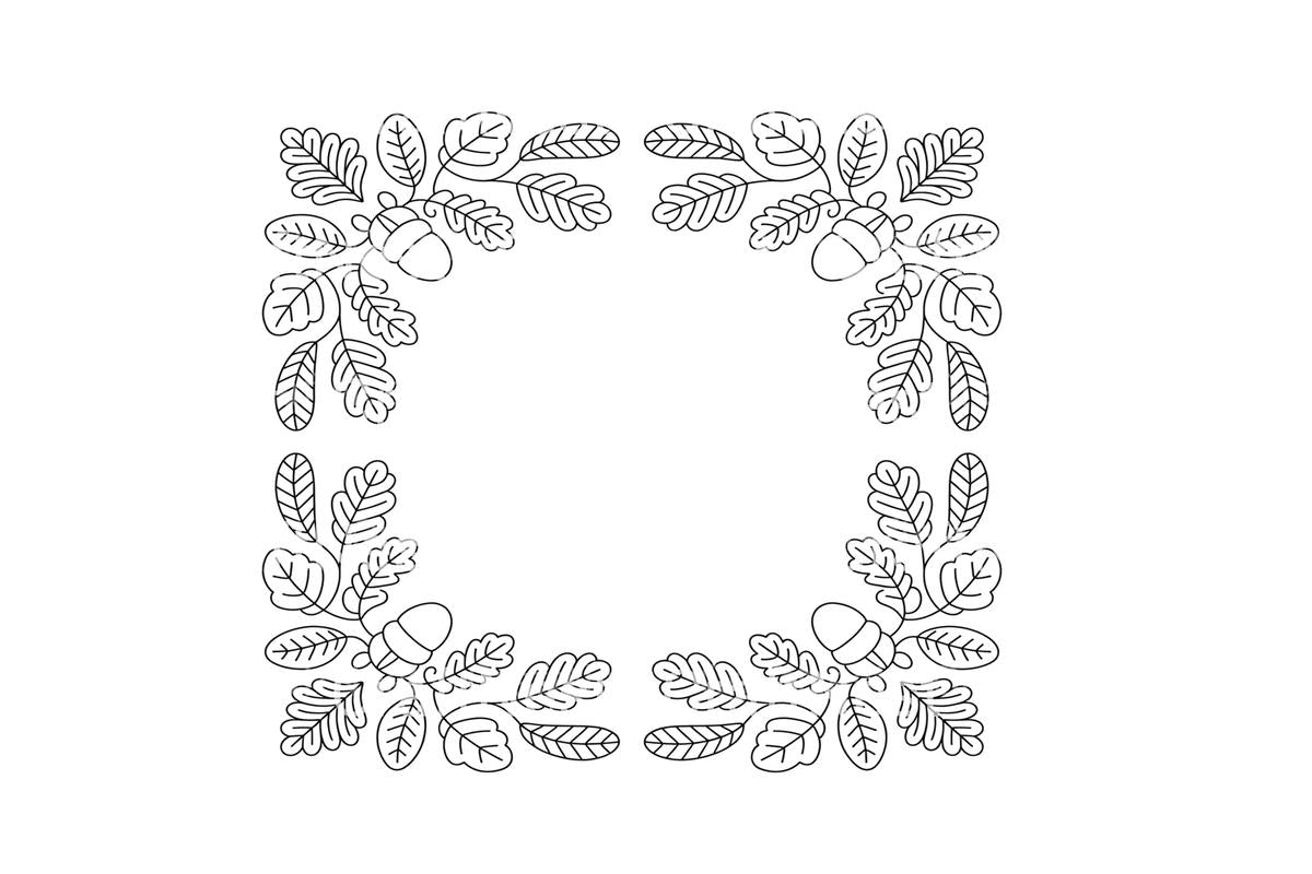 Autumn Acorn and Oak Leaf Frames Coloring Books