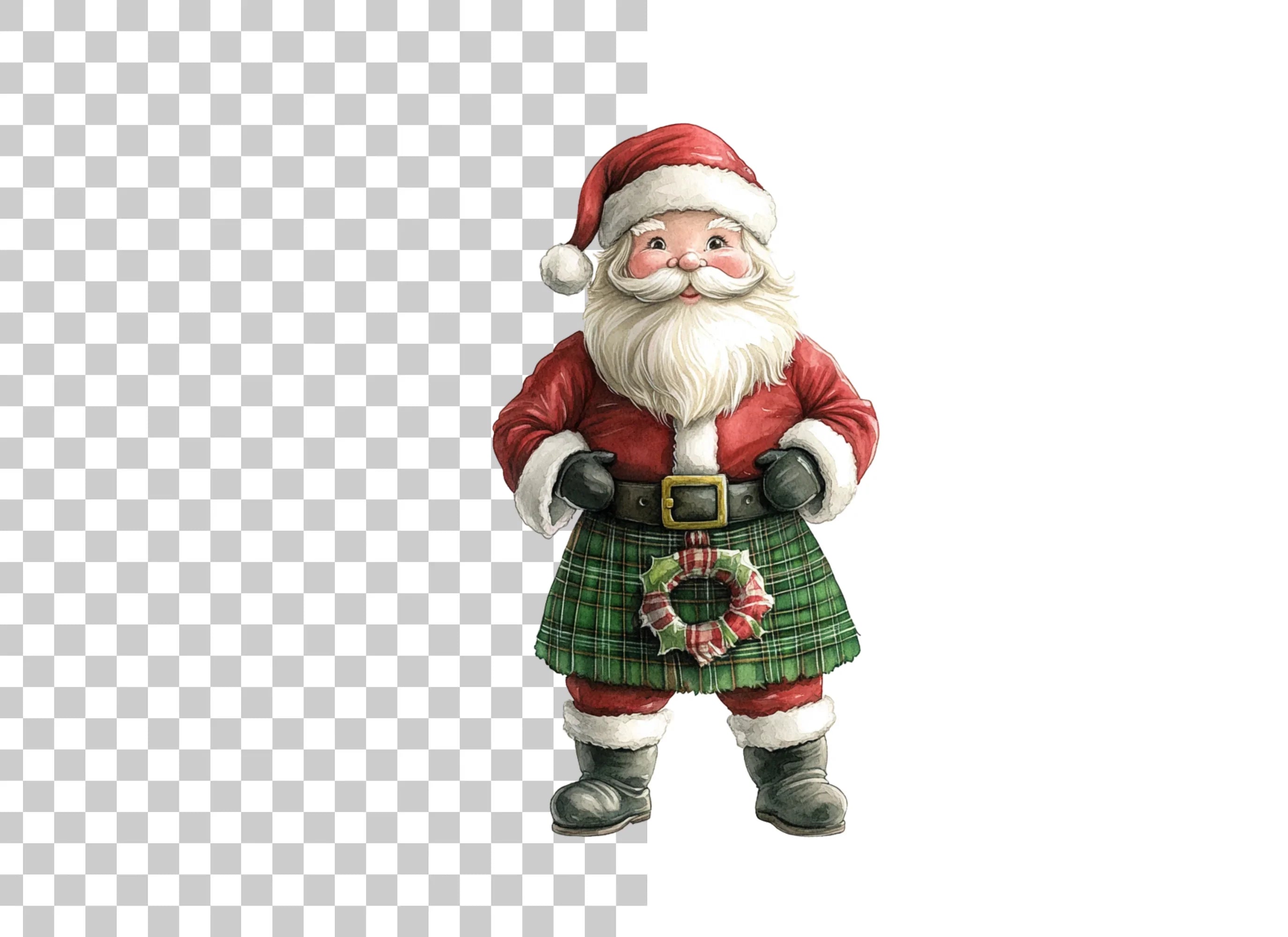 Tartan Kilt Santa Claus Clipart Bundle