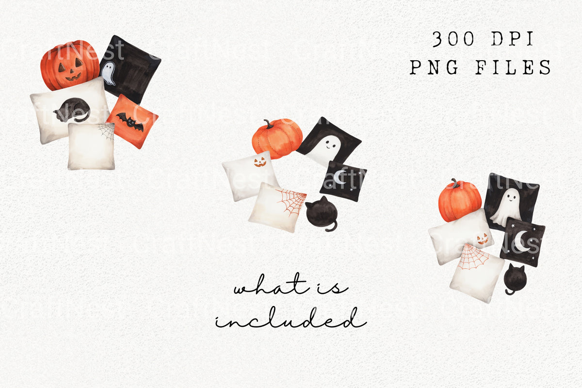 Halloween Pillows Pumpkins Clipart Bundle
