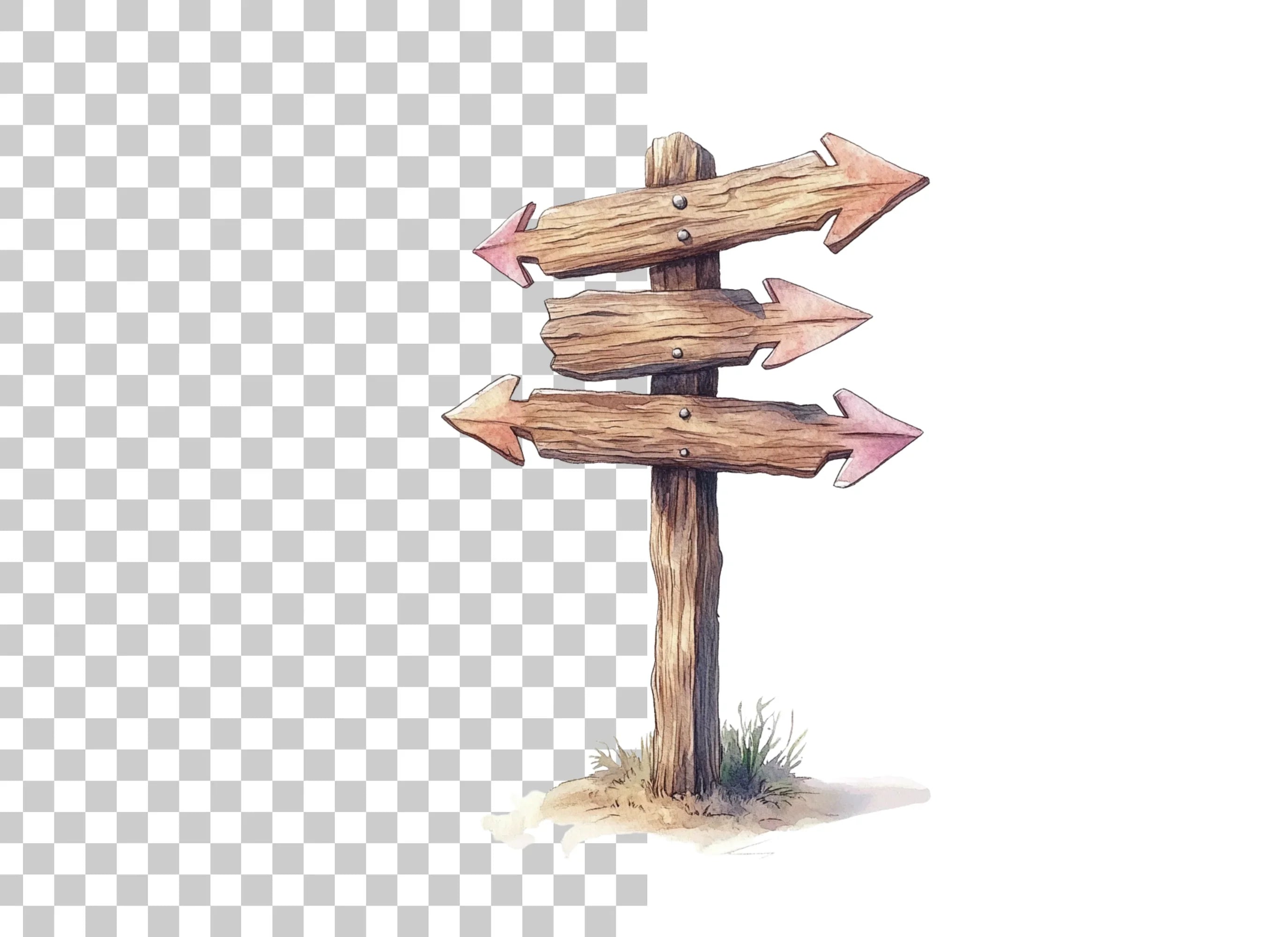 Rustic Wooden Arrow Signpost Clipart Bundle