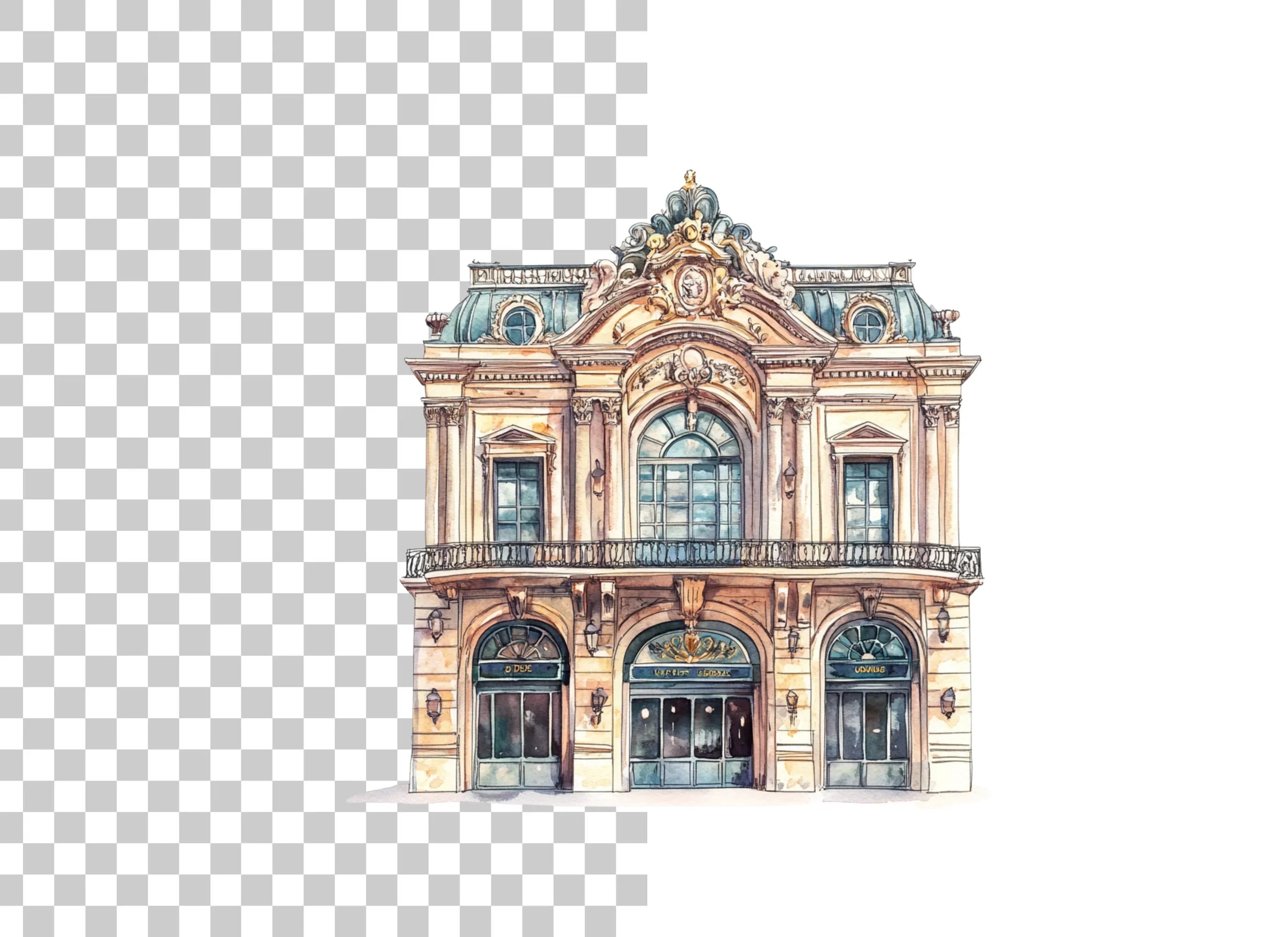 Elegant Parisian Building Clipart Bundle