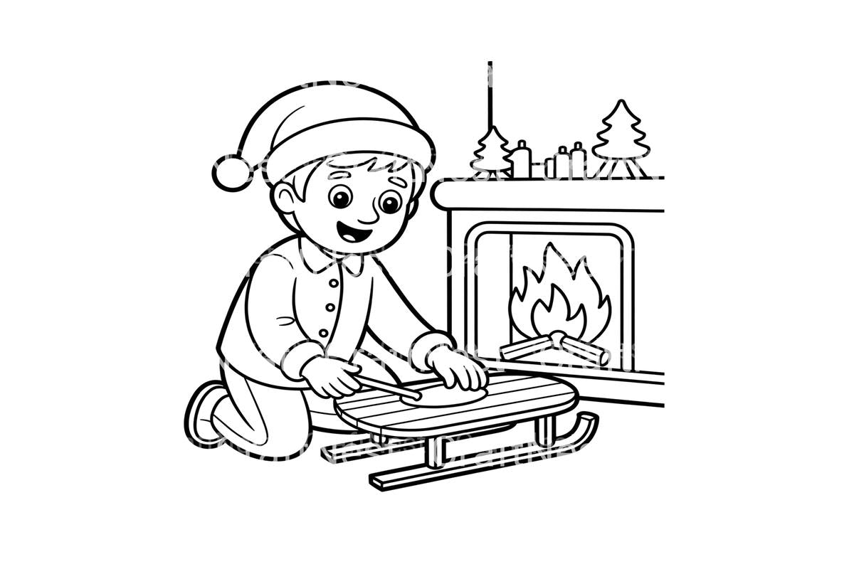 Christmas Sleigh Repair Coloring Books