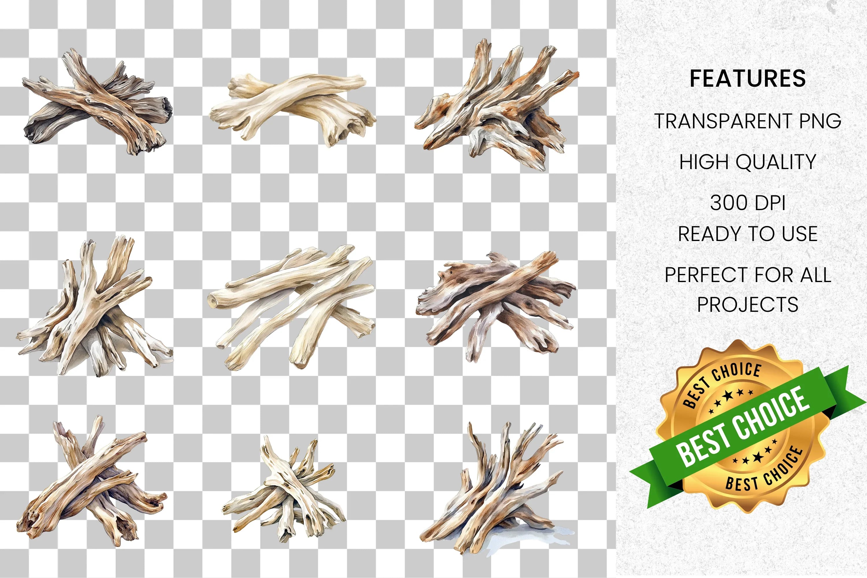 Driftwood Clipart Bundle