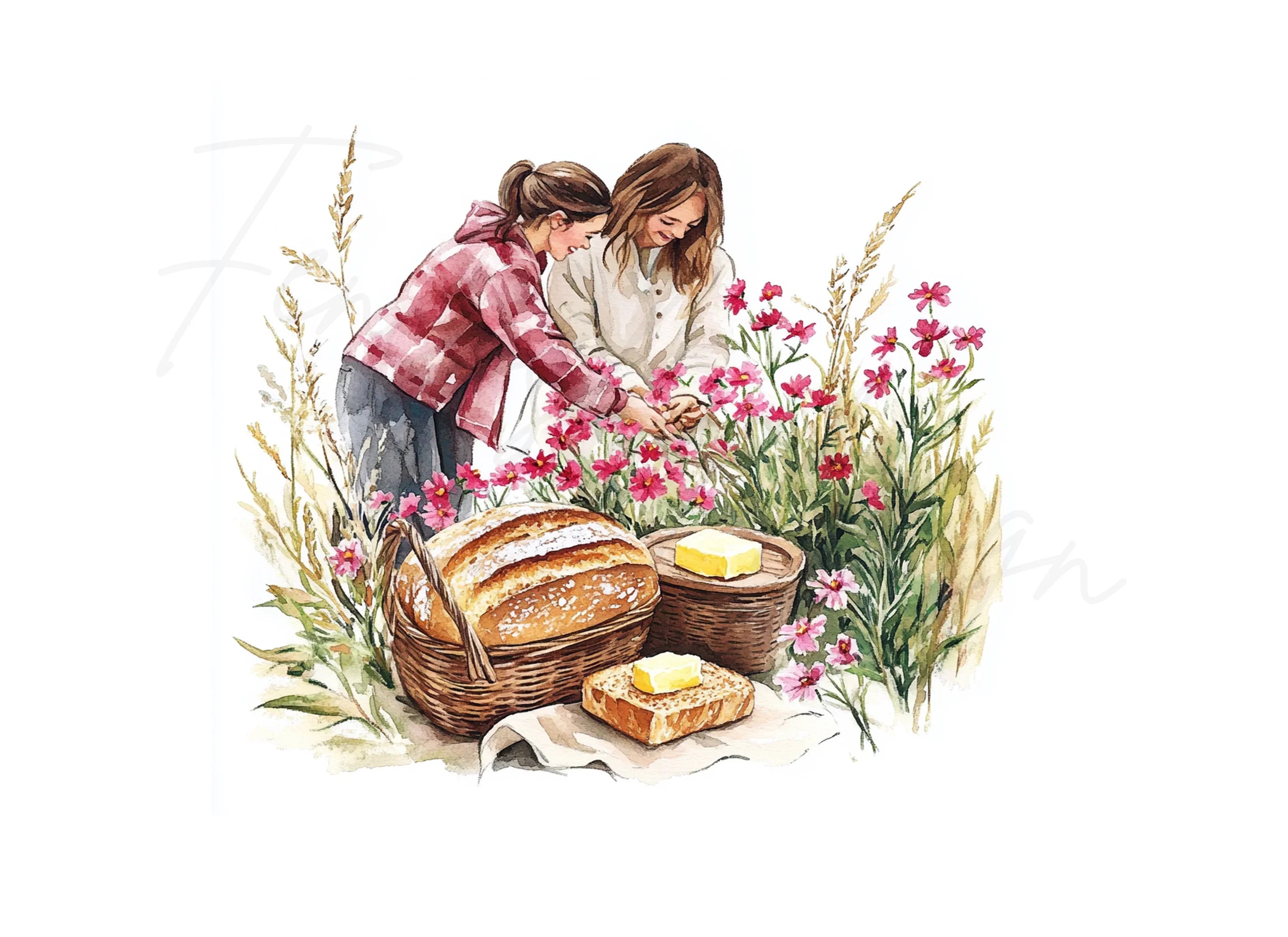 Harvesting Flowers & Baking Bread Clipart Bundle