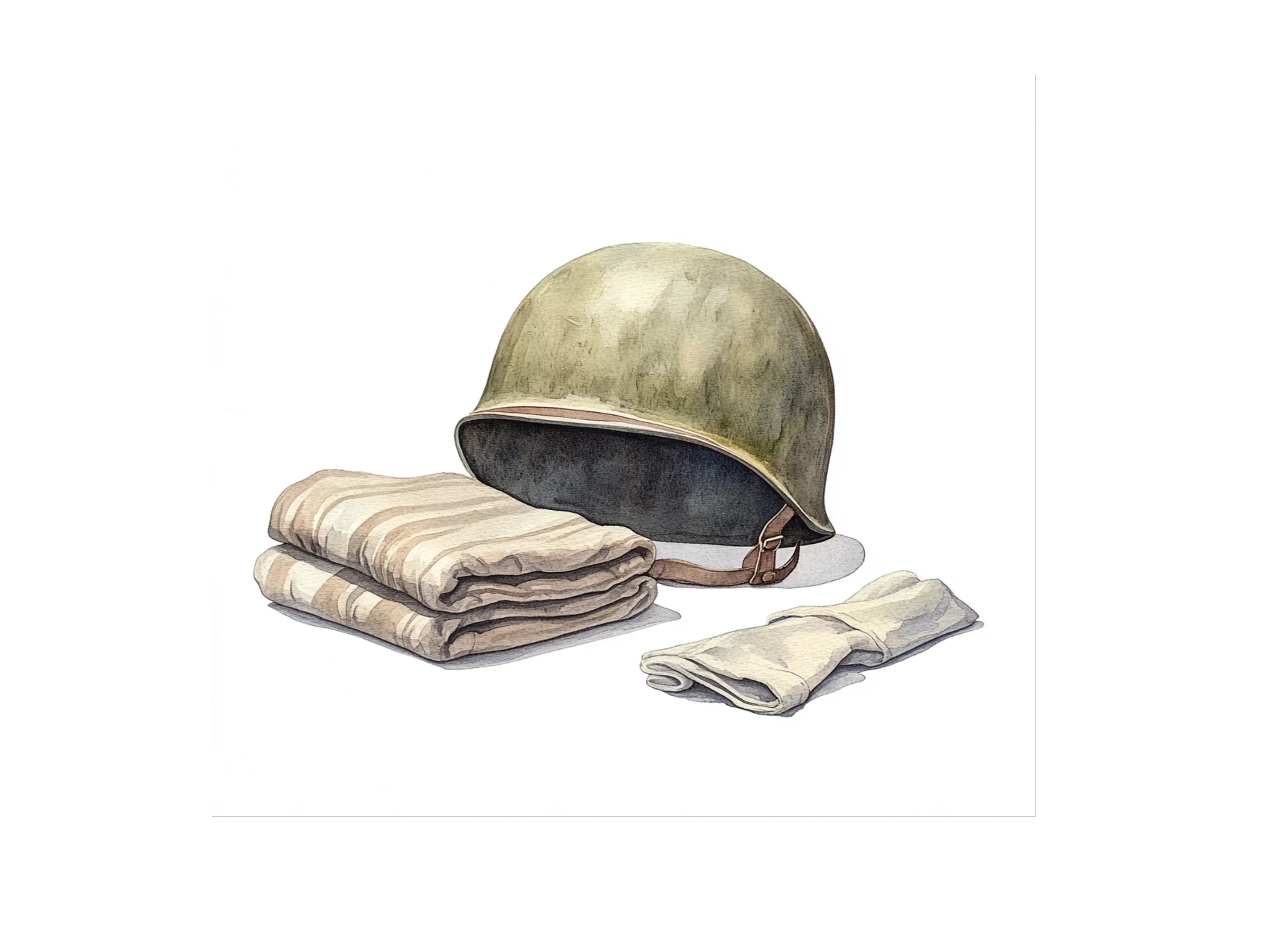 Military Helmet and Blanket Clipart Bundle
