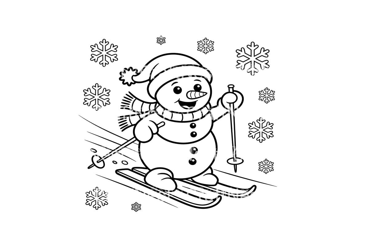 Happy Snowmen Skiing Coloring Books