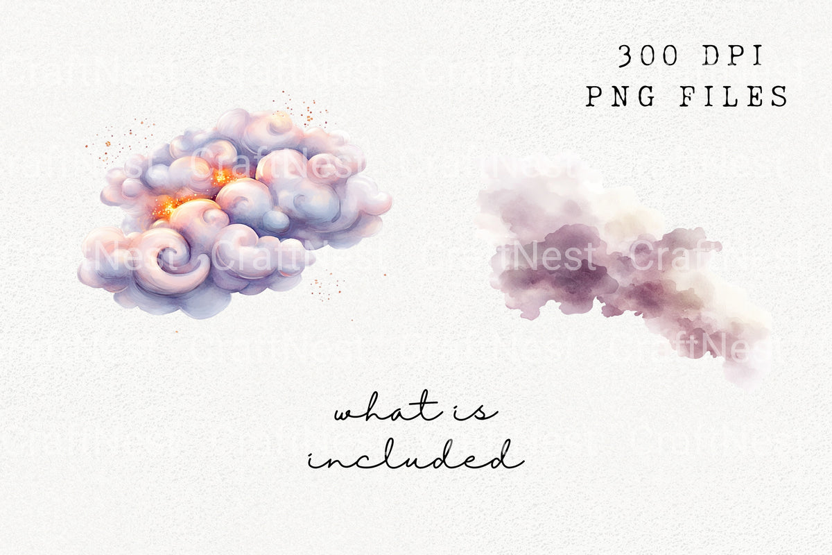 Magical Dark Smoke Clouds Clipart Bundle