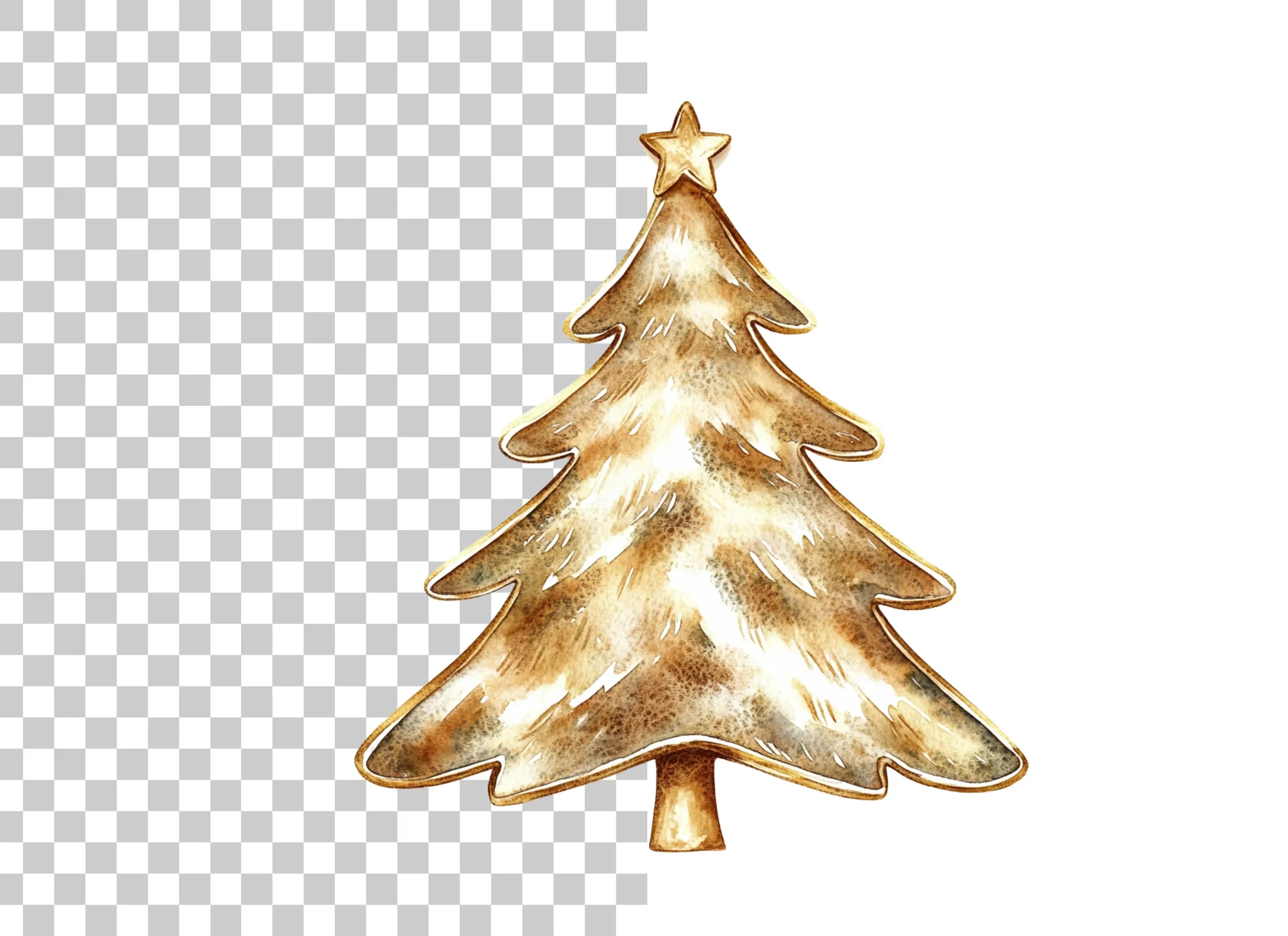 Golden Christmas Trees Clipart Bundle