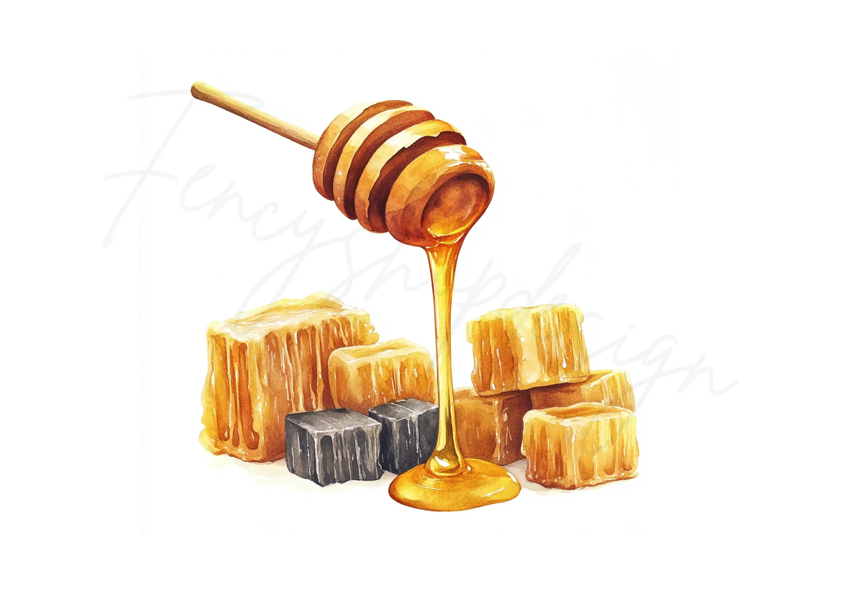 Honey Dipper Comb Clipart Bundle