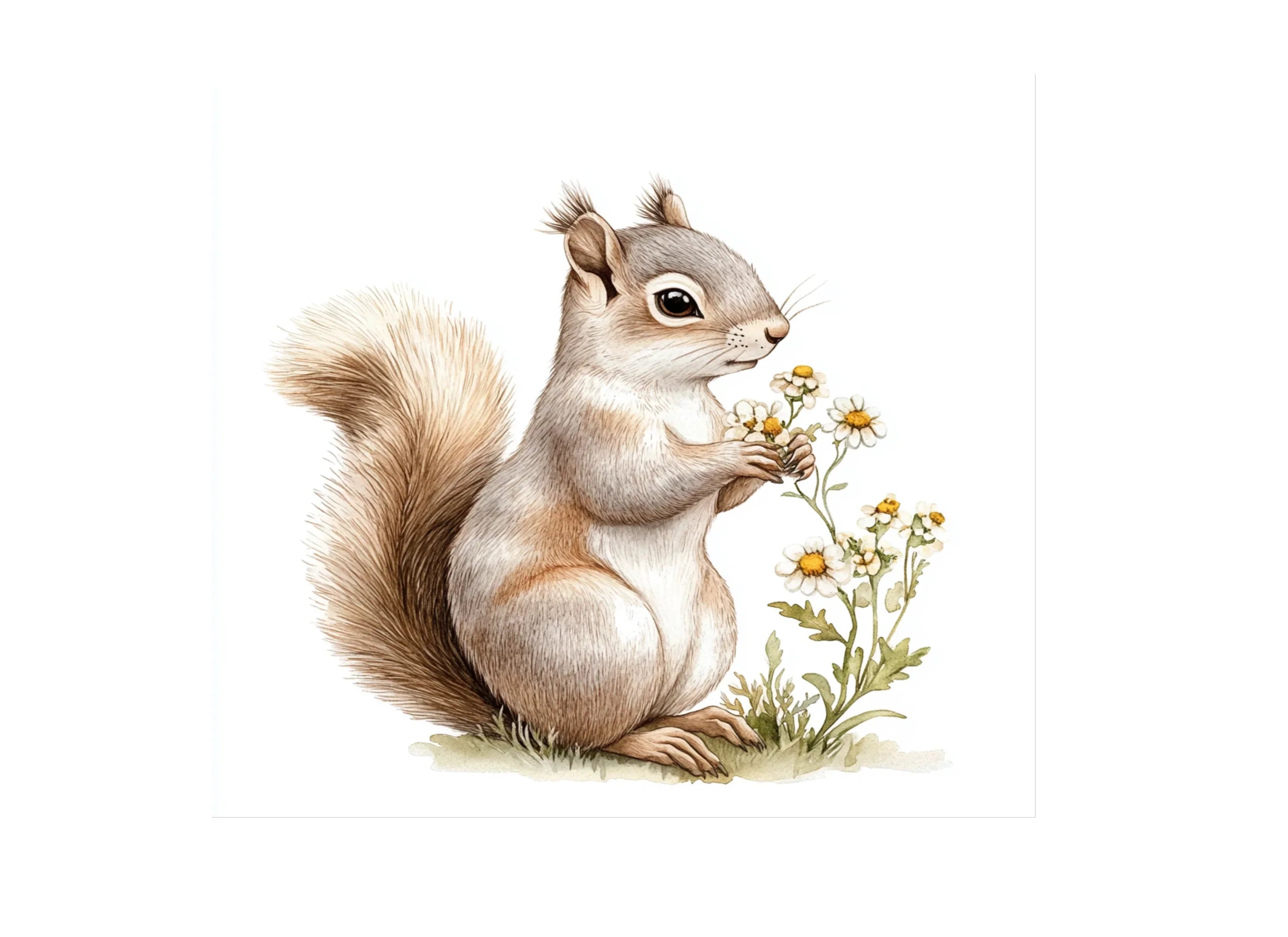 Squirrels with Flowers Clipart Bundle