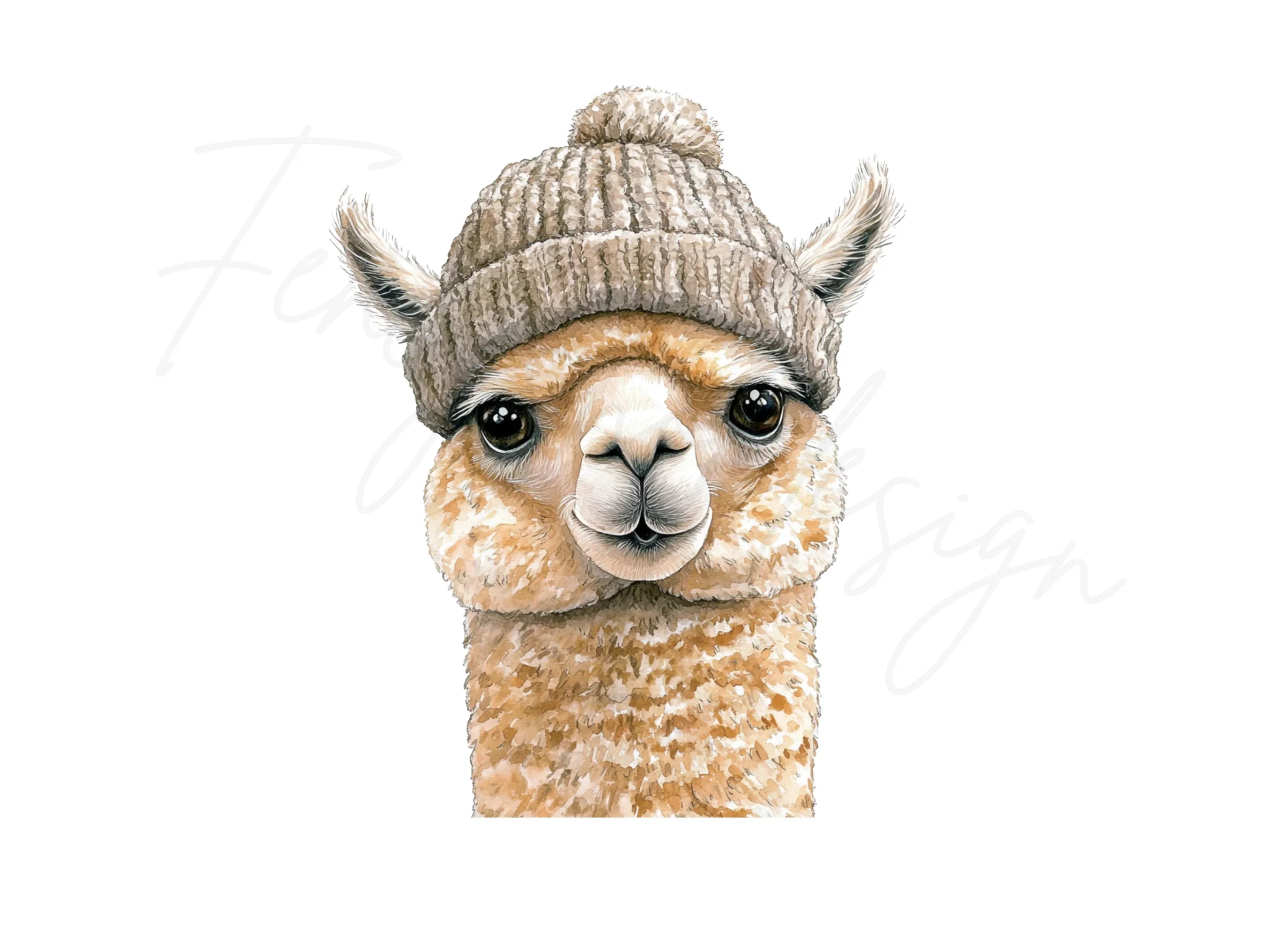 Cute Alpaca Winter Hat Clipart Bundle
