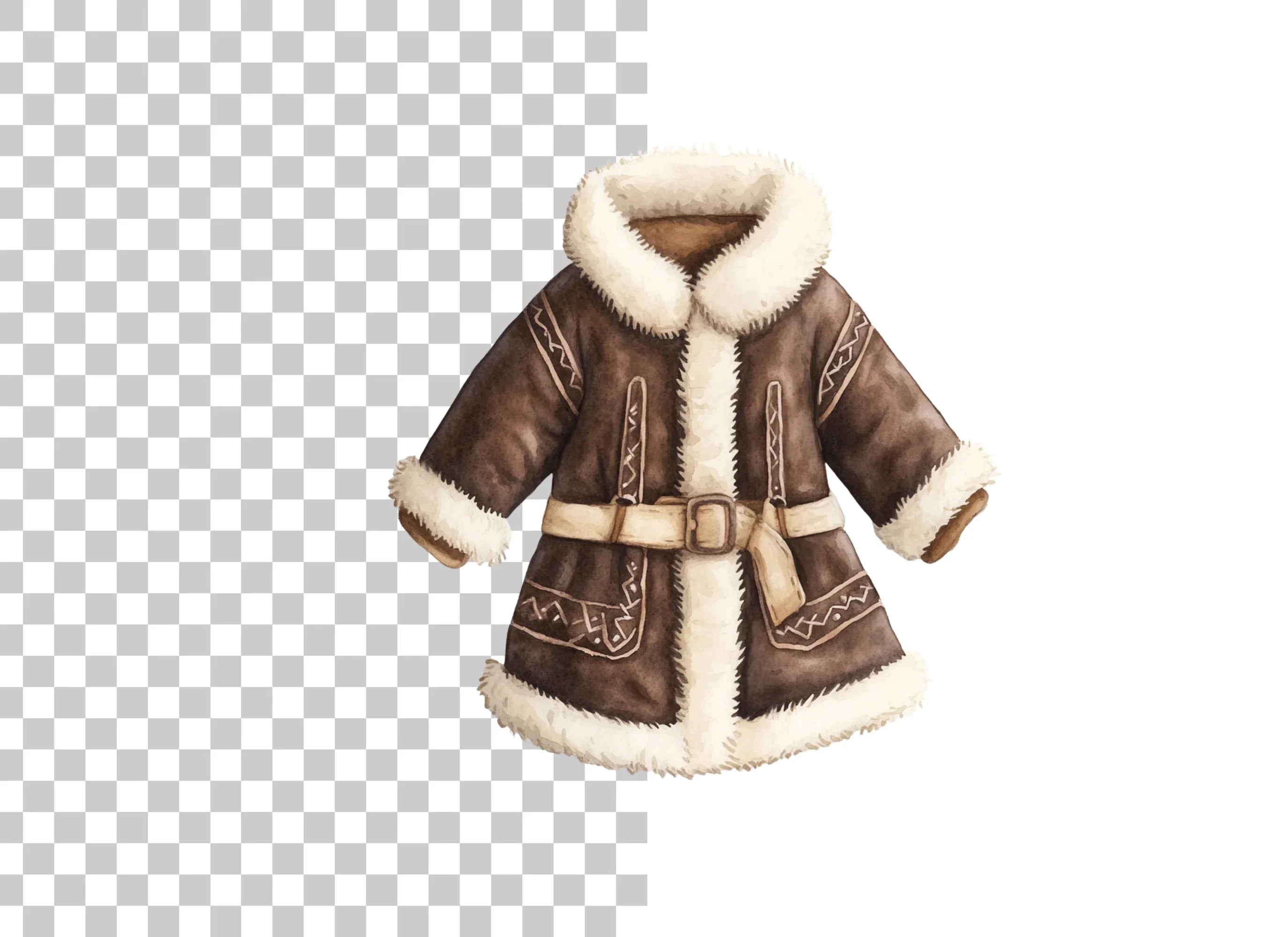 Winter Fur Coats Clipart Bundle