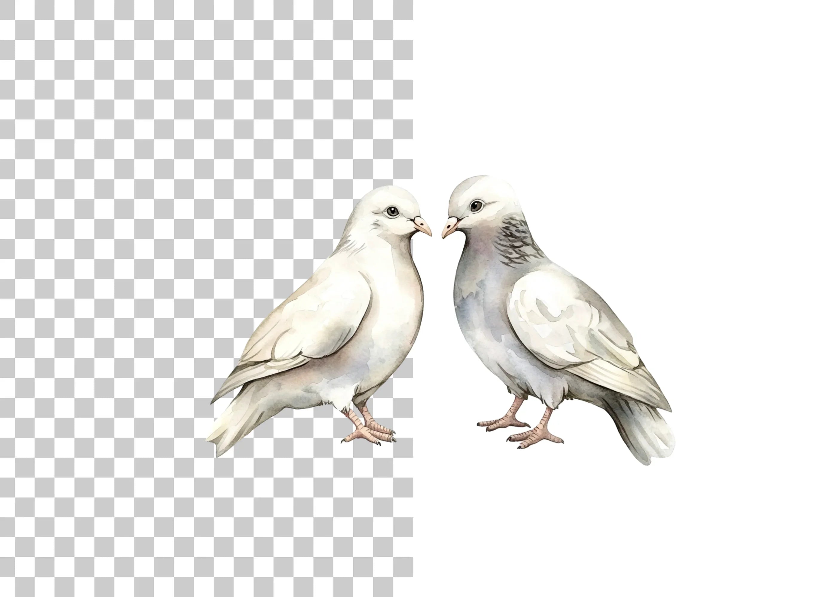 White Dove Pair Clipart Bundle