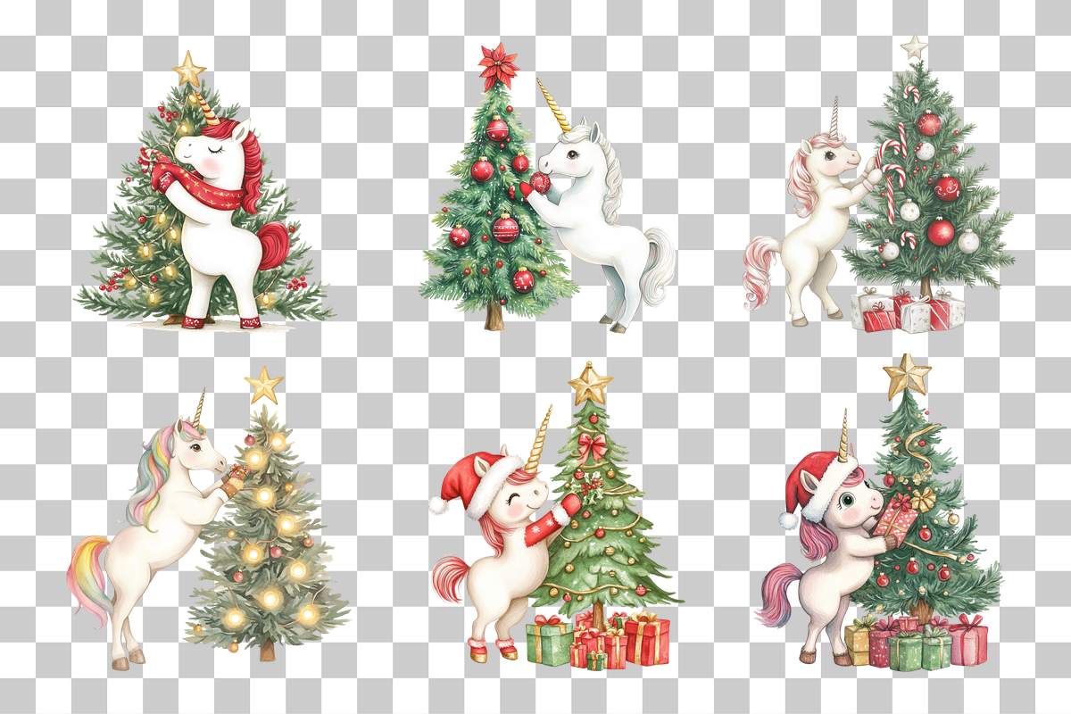 Holiday Unicorn Clipart Bundle