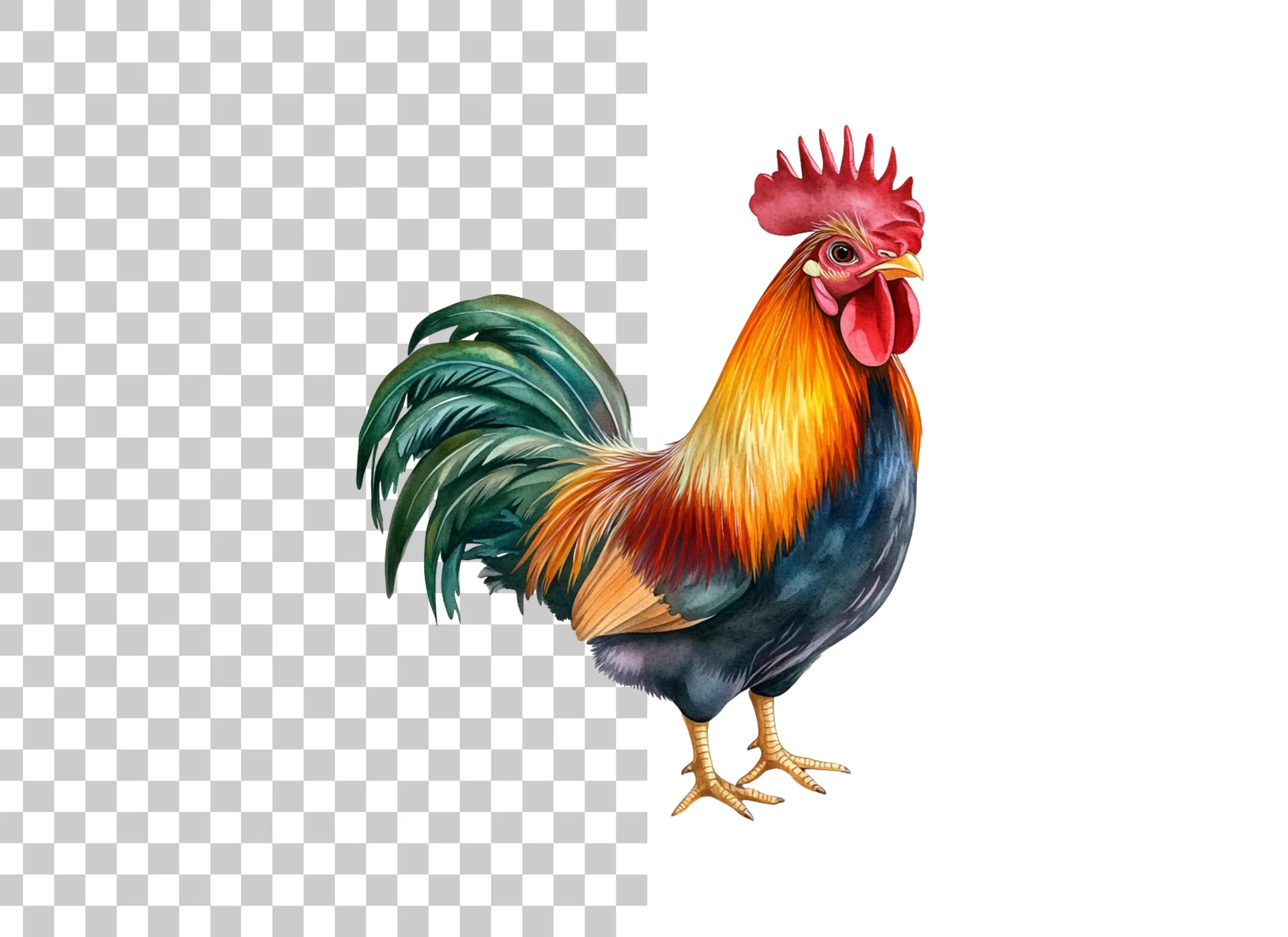 Vibrant Rooster Clipart Bundle
