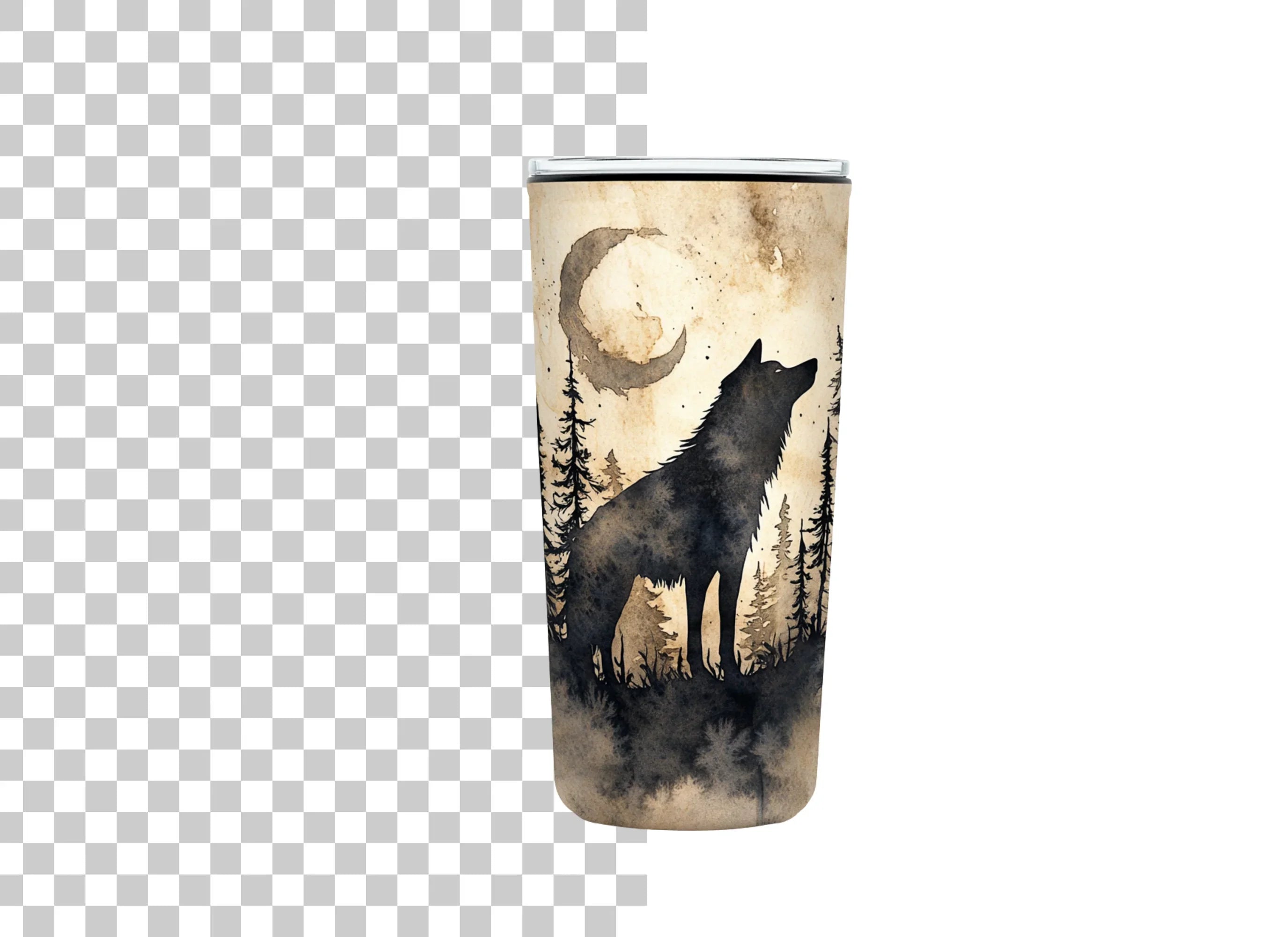 Wolf Howling at Moon Clipart Bundle