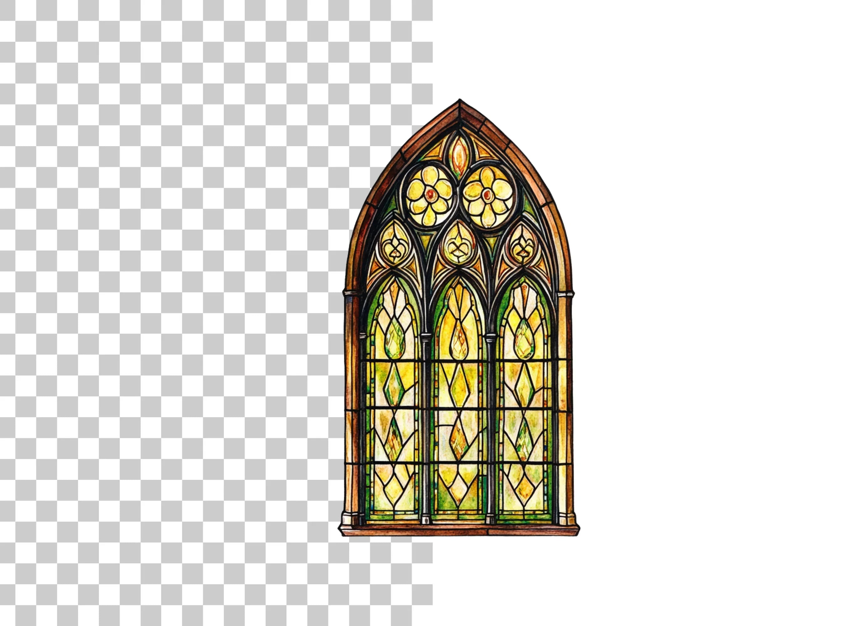 Gothic Stained Glass Window Clipart Bundle