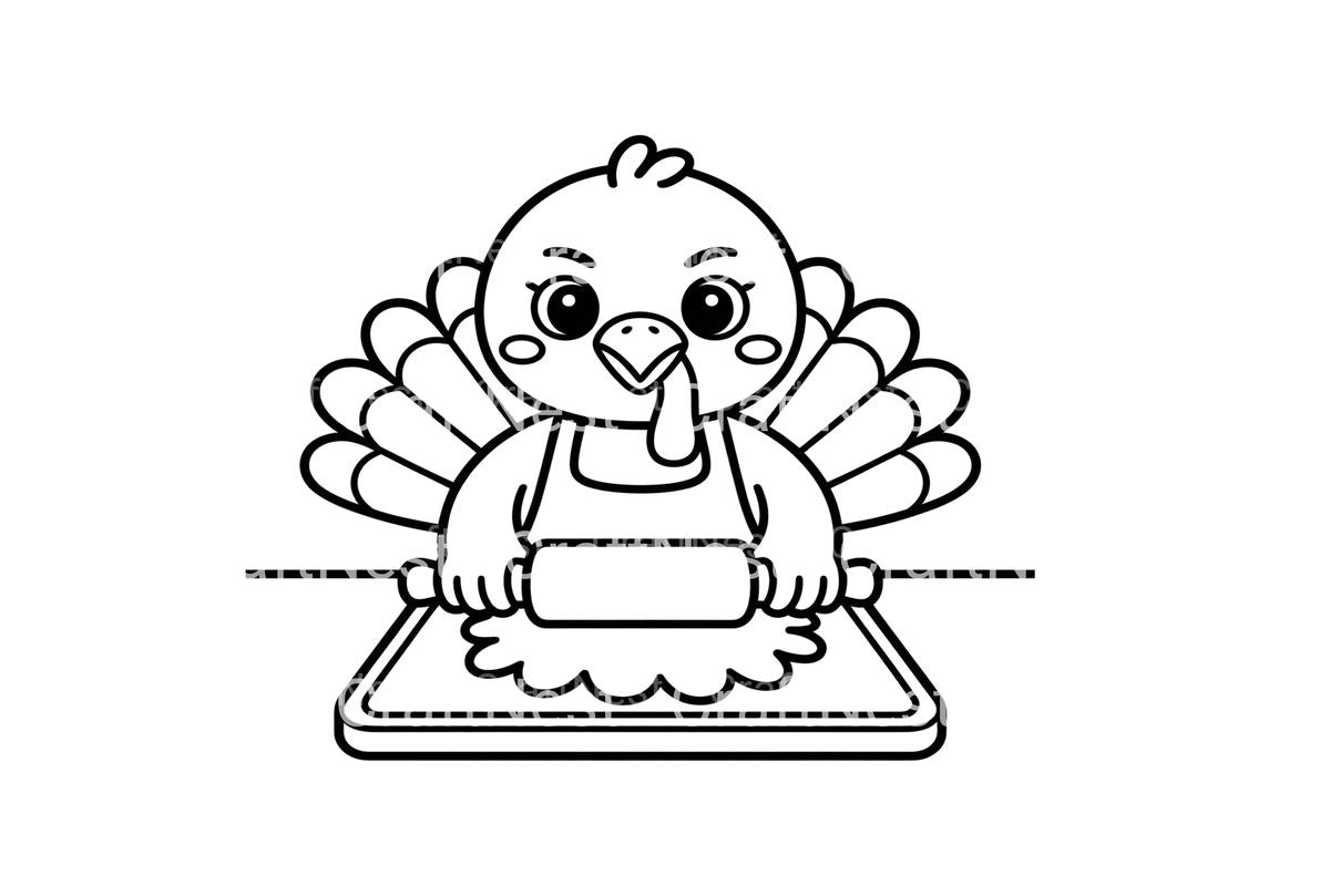 Cute Turkey Baking Coloring Books
