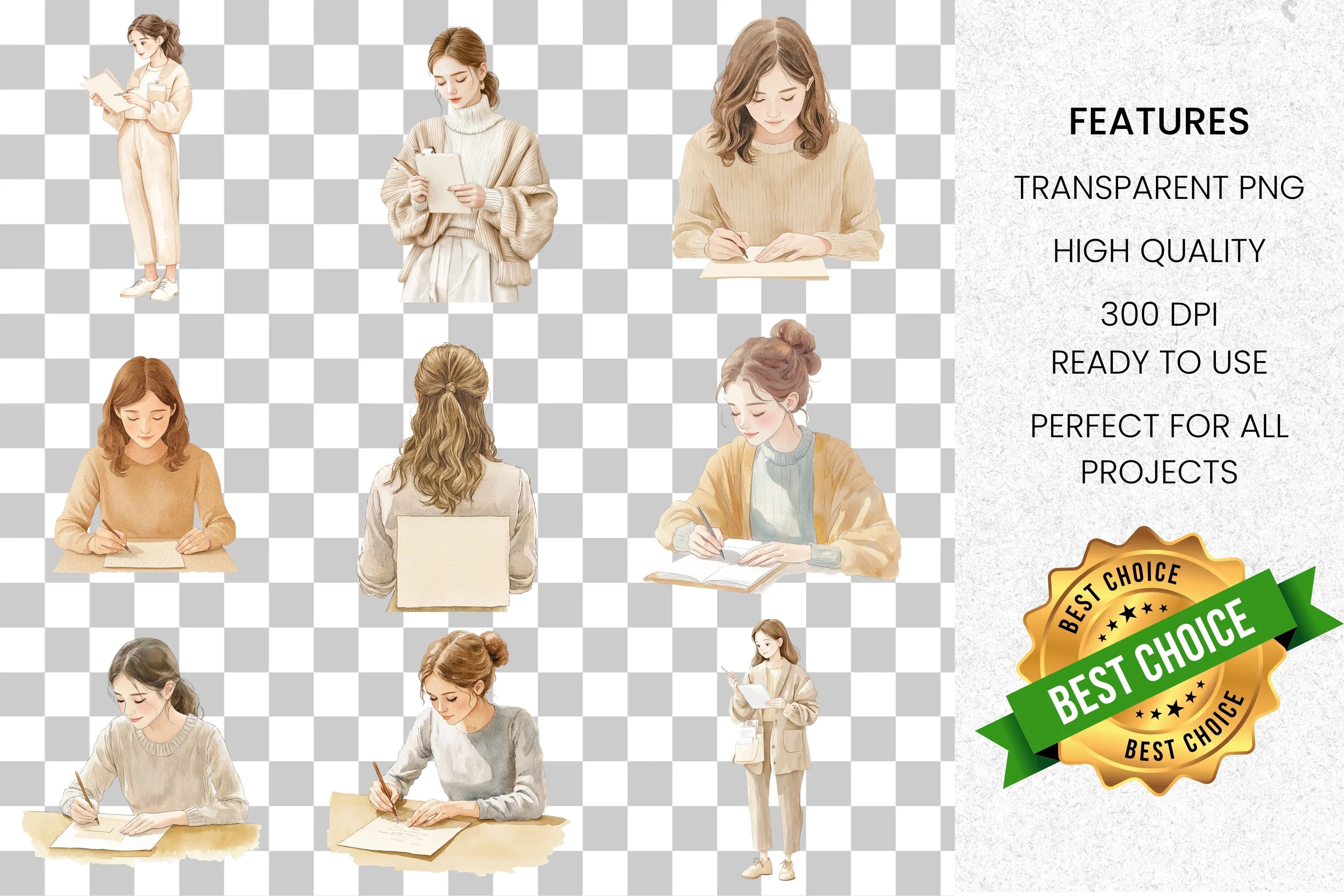 Student Girl Clipart Bundle