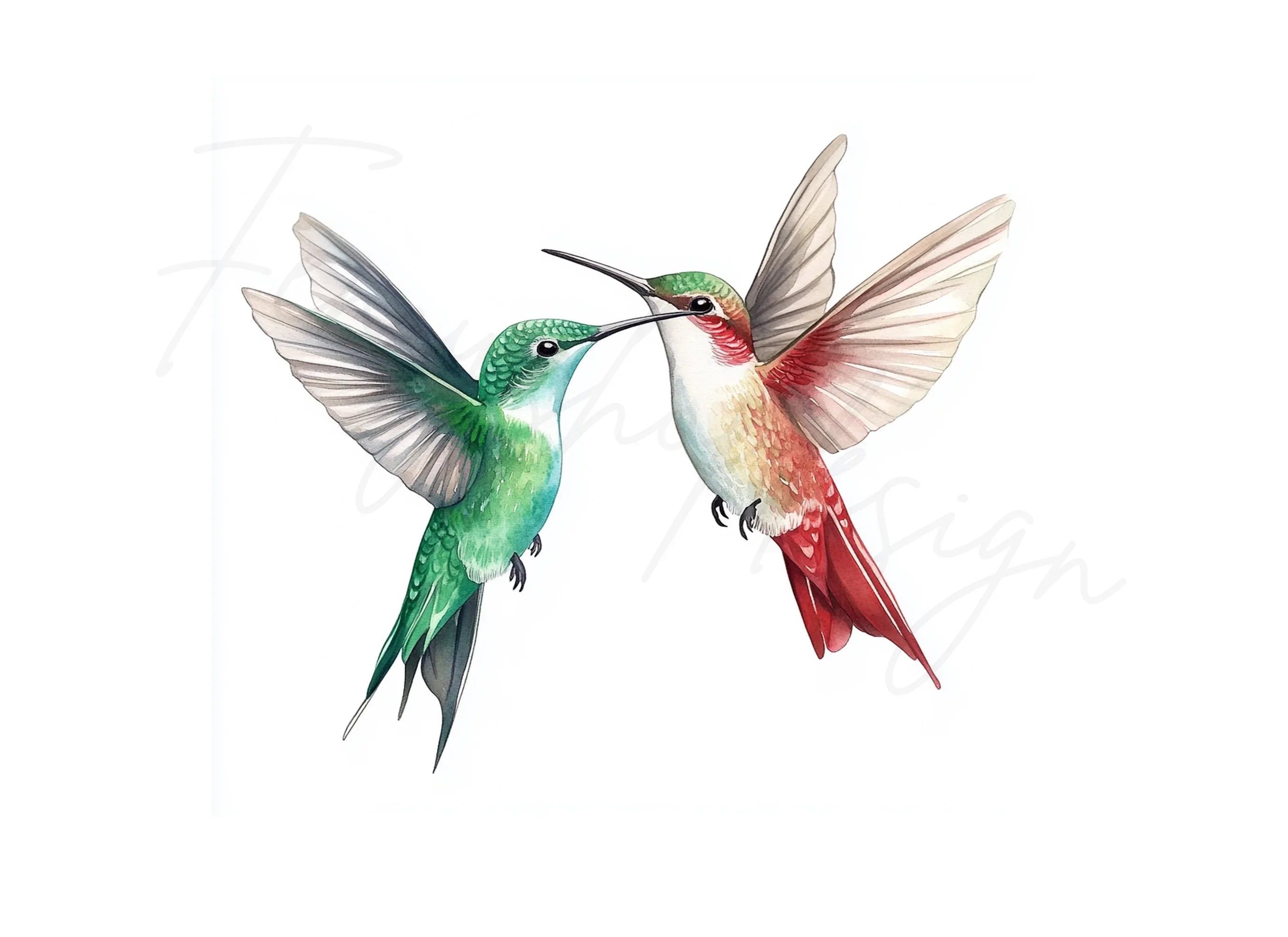 Hummingbird Pair Clipart Bundle
