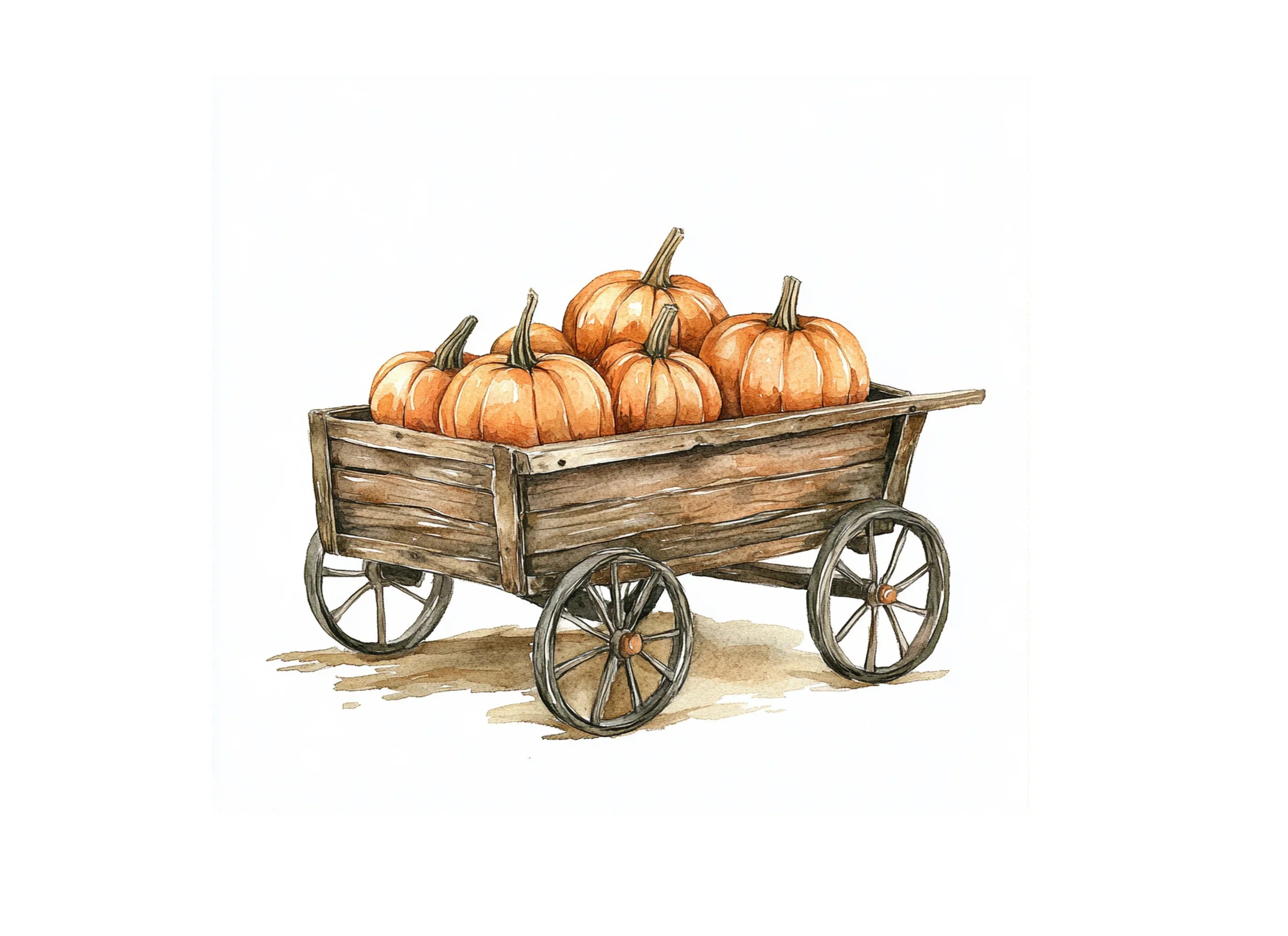 Rustic Pumpkin Wagon Clipart Bundle
