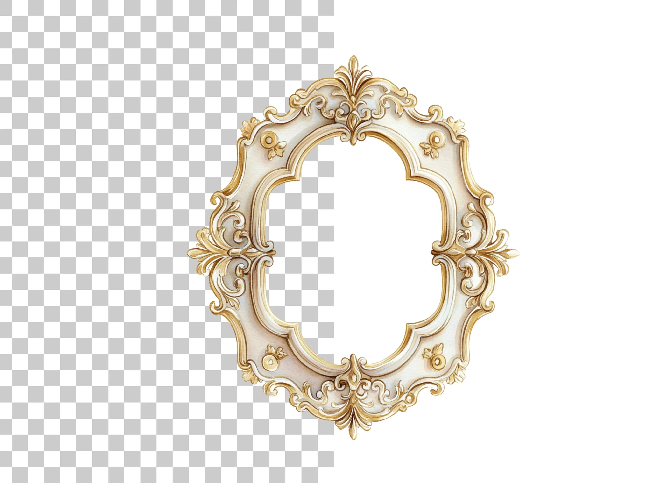 Elegant Gold White Ornate Frames Clipart Bundle
