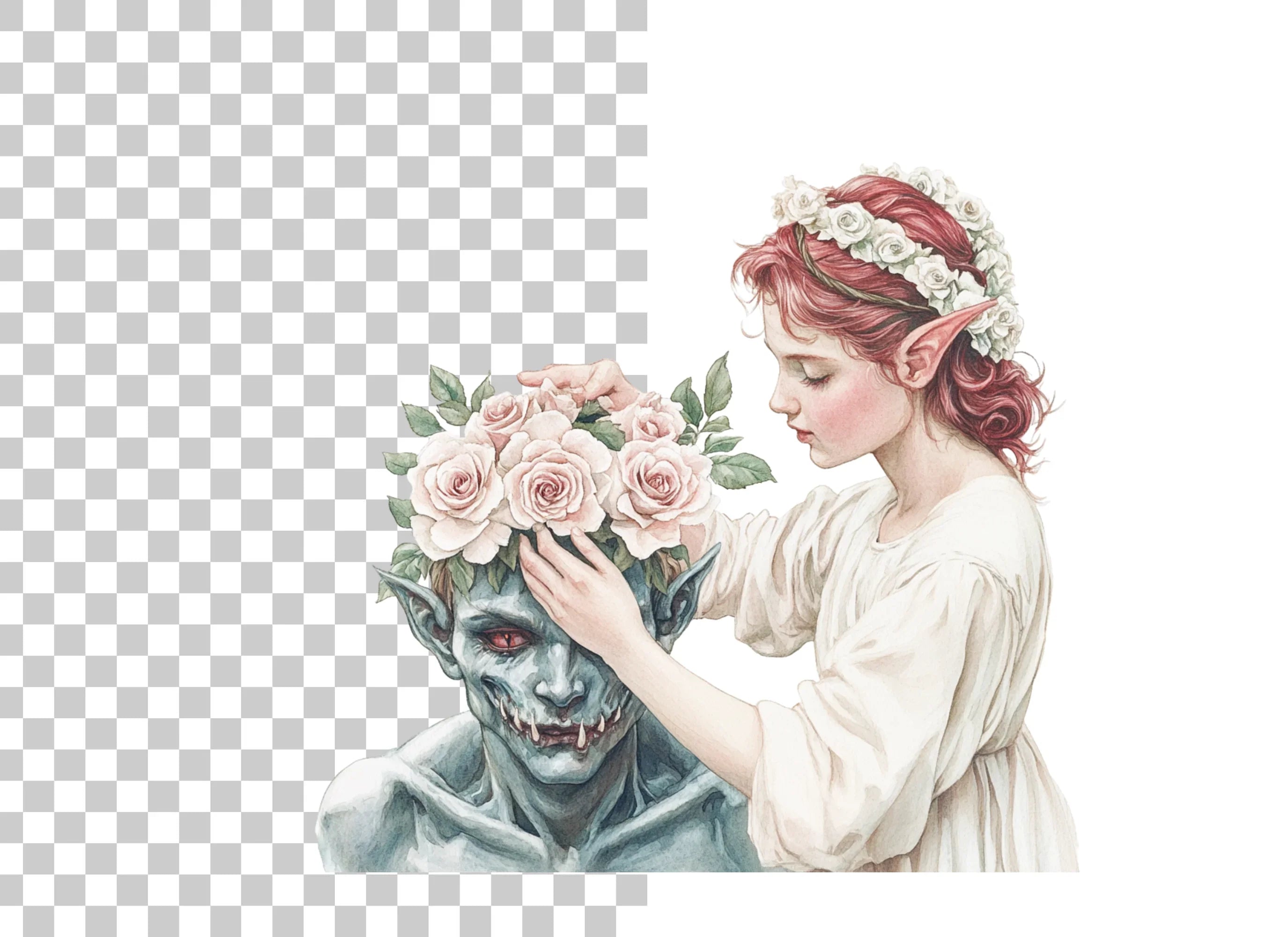 Angels and Demons Flower Crown Clipart Bundle
