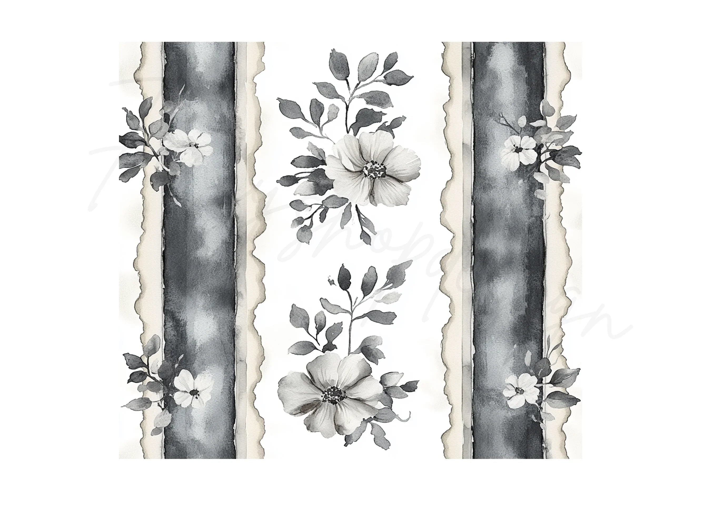 Elegant Floral Striped Seamless Pattern Clipart Bundle