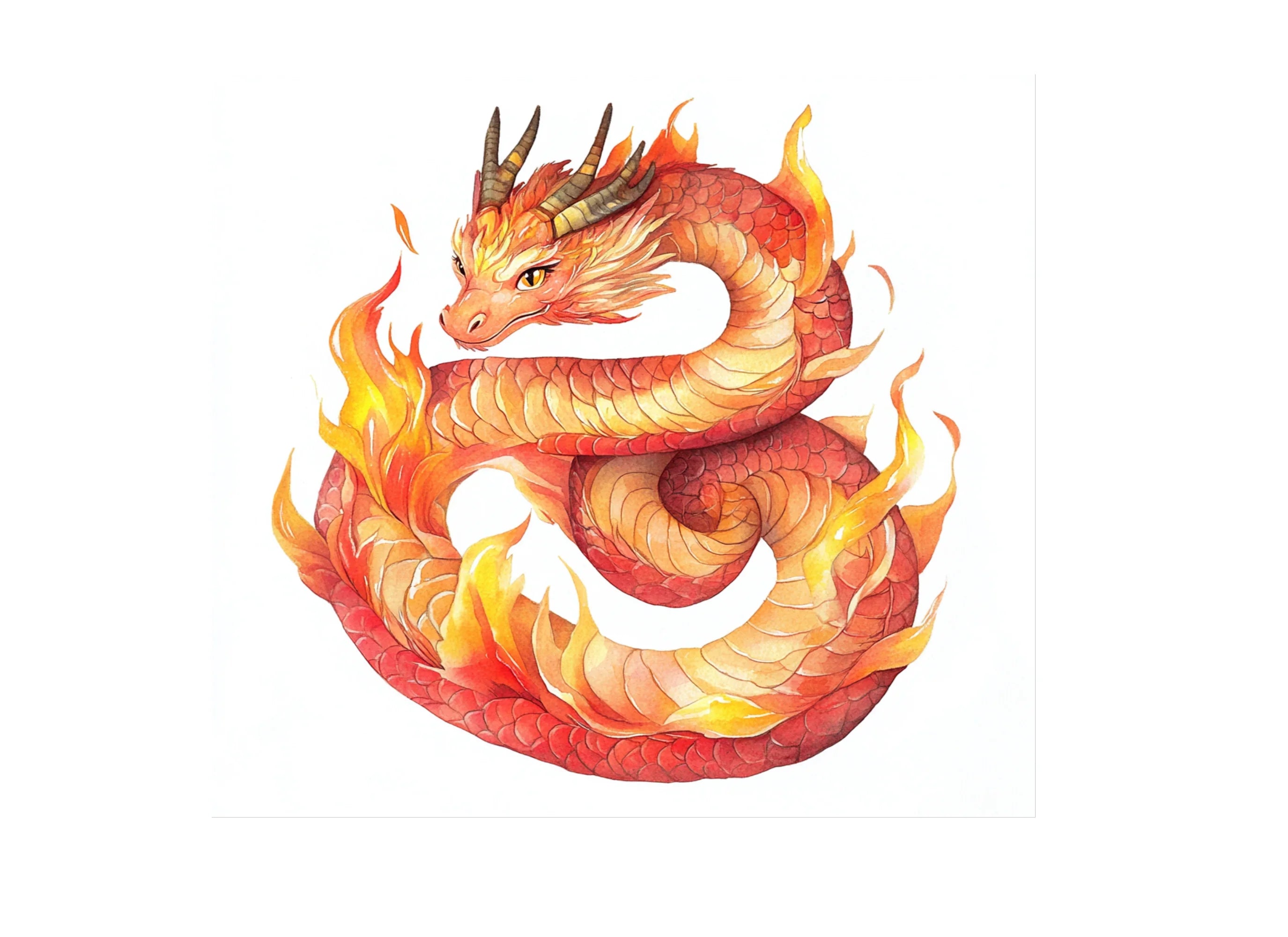 Majestic Chinese Dragon Fire Clipart Bundle