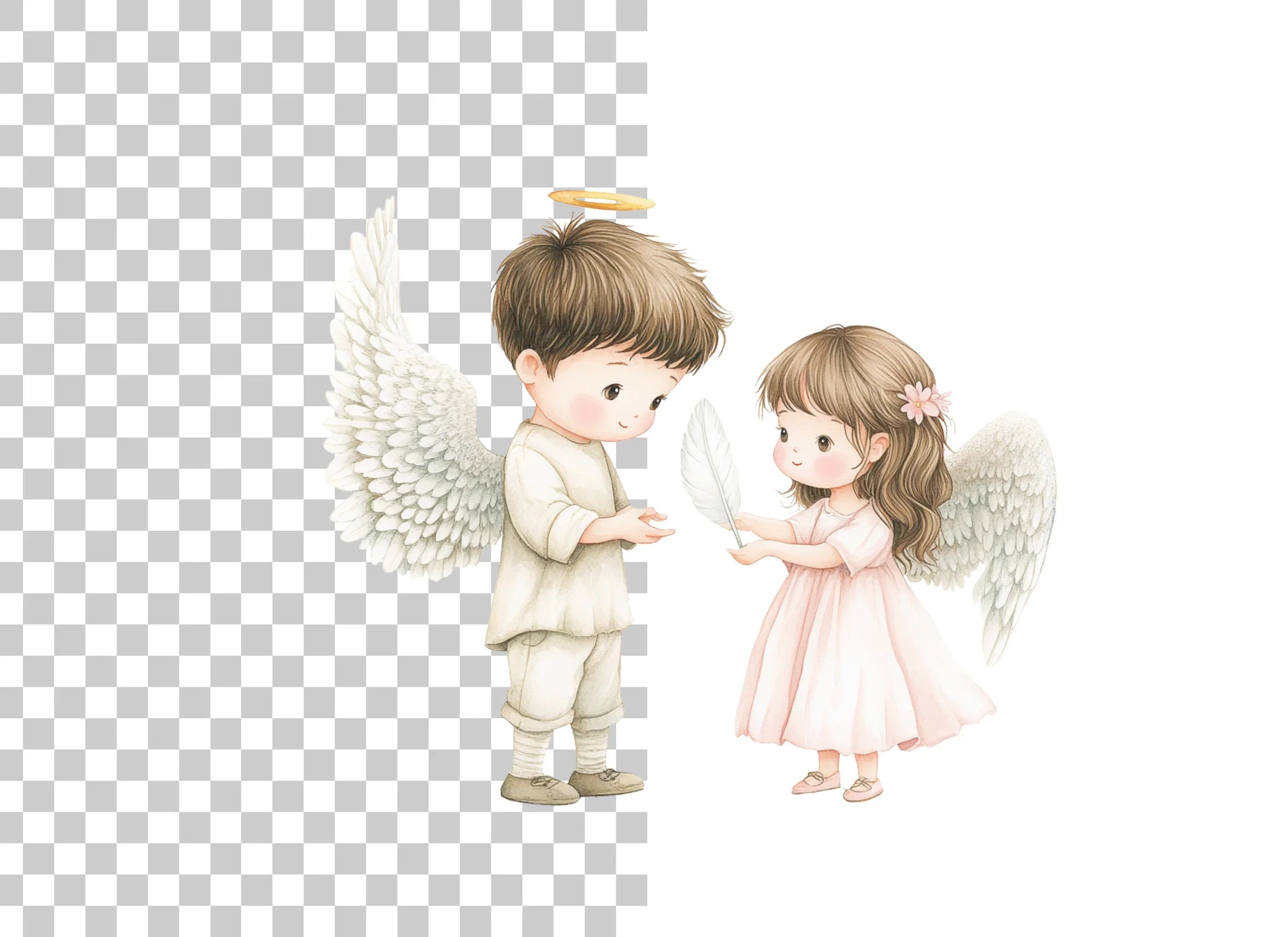 Cute Angel Kids Clipart Bundle