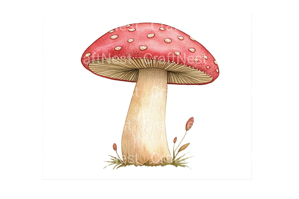 Red Toadstool Mushroom Graphics Clipart Bundle