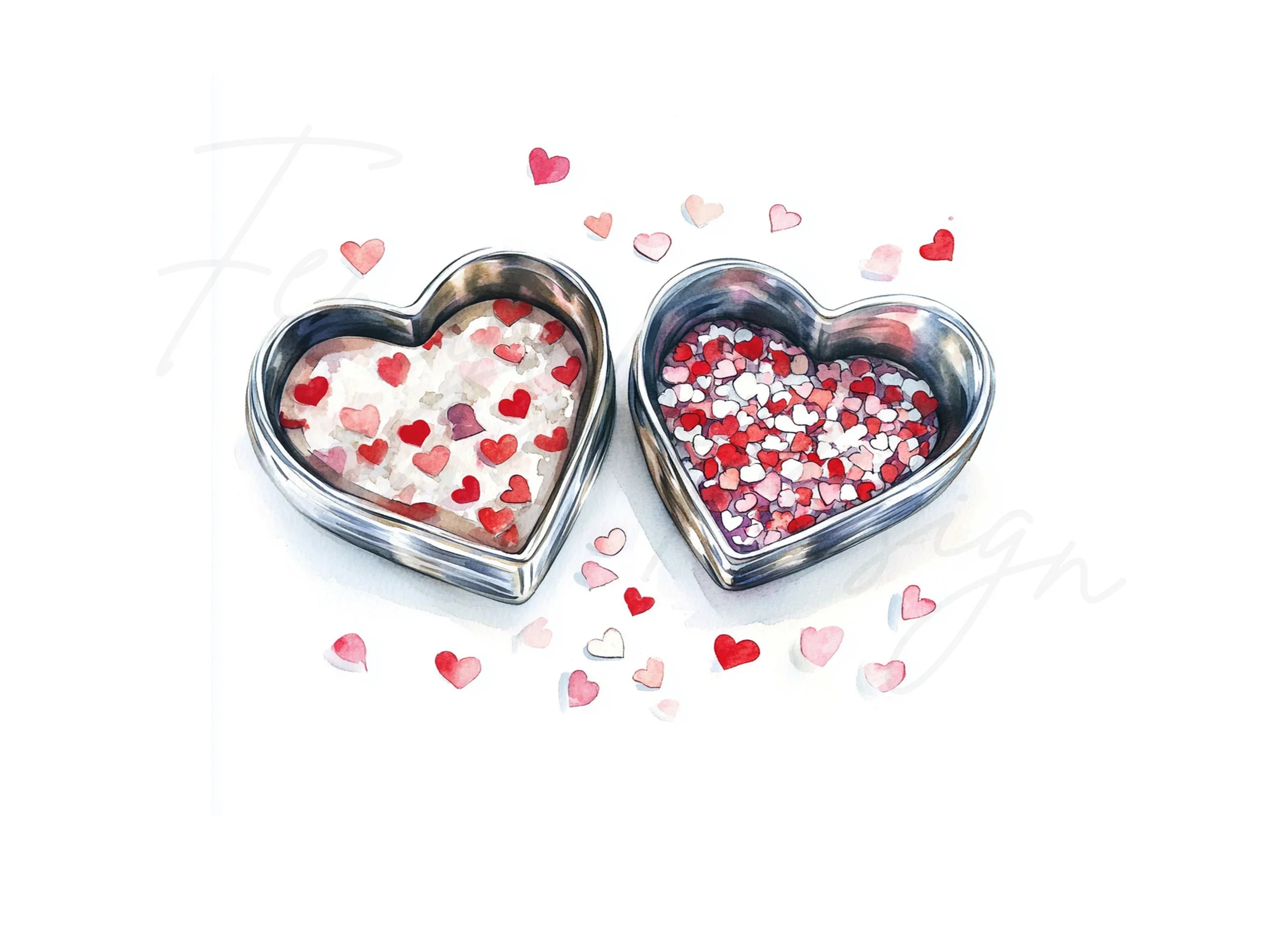 Heart Shaped Tins with Tiny Hearts Clipart Bundle