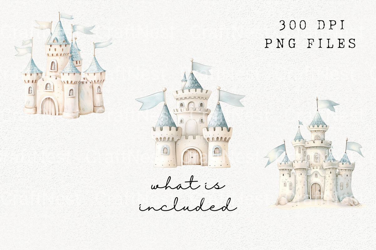 Pastel Princess Castle Clipart Bundle