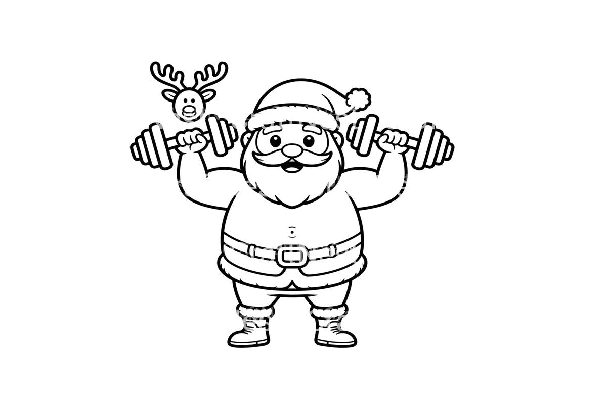 Strong Santa and Reindeer Coloring Books