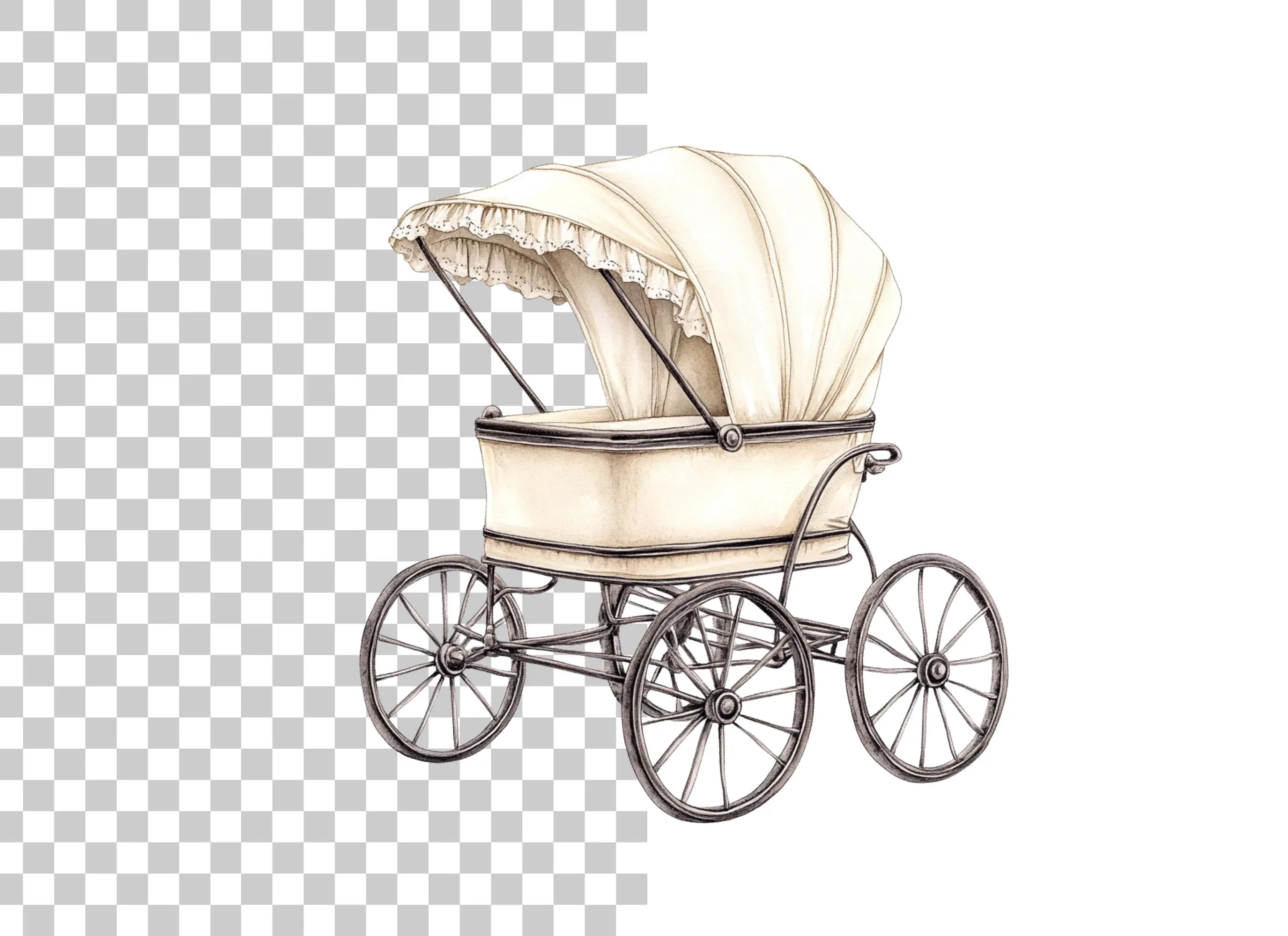 Antique Baby Pram Clipart Bundle