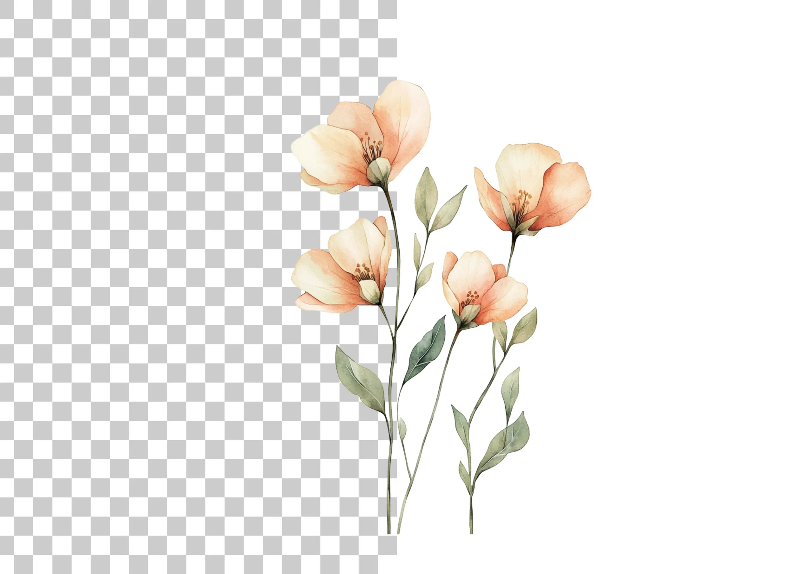 Graceful Orange Floral Clipart Bundle