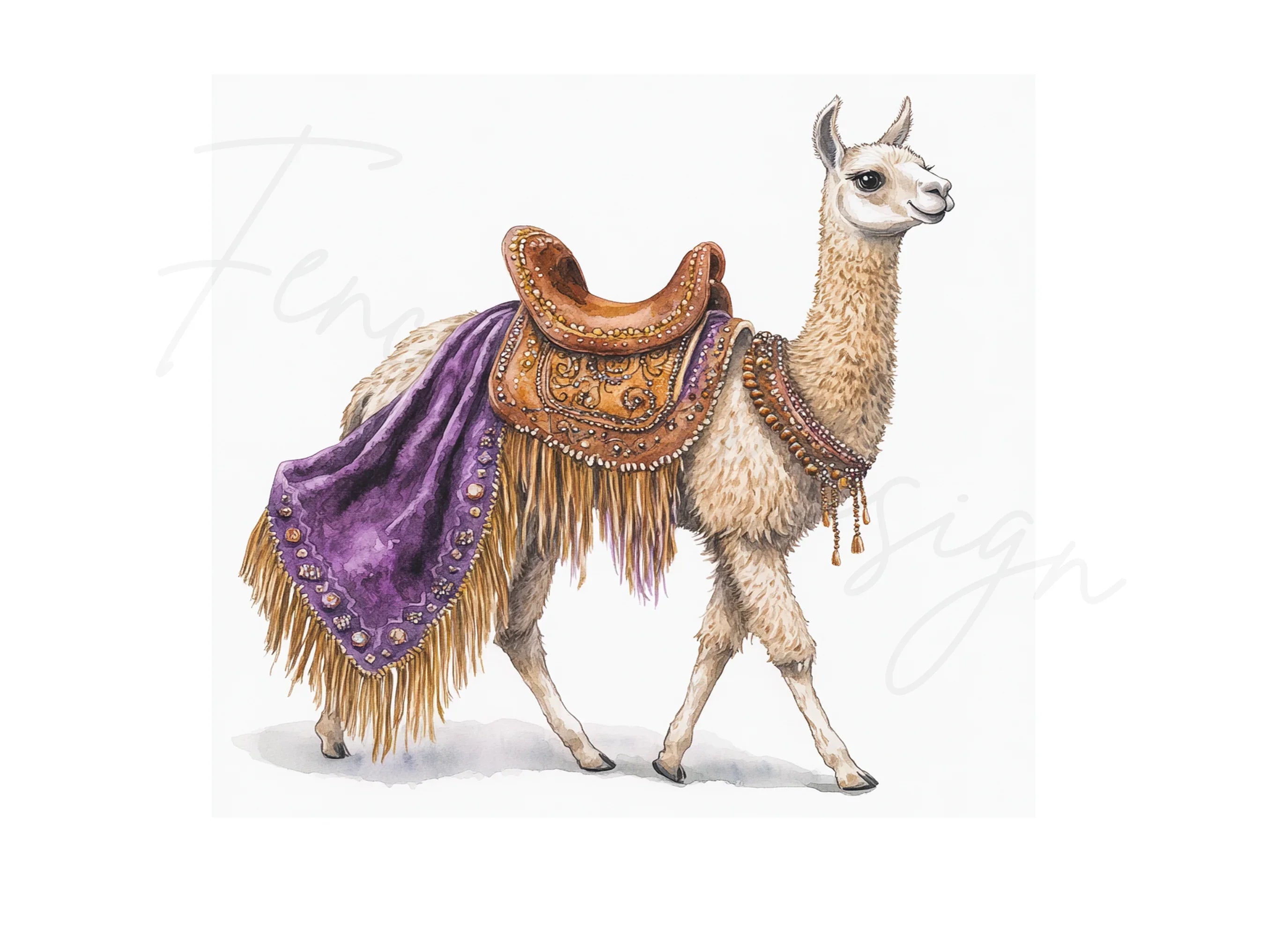 Llama with Ornate Saddles Clipart Bundle